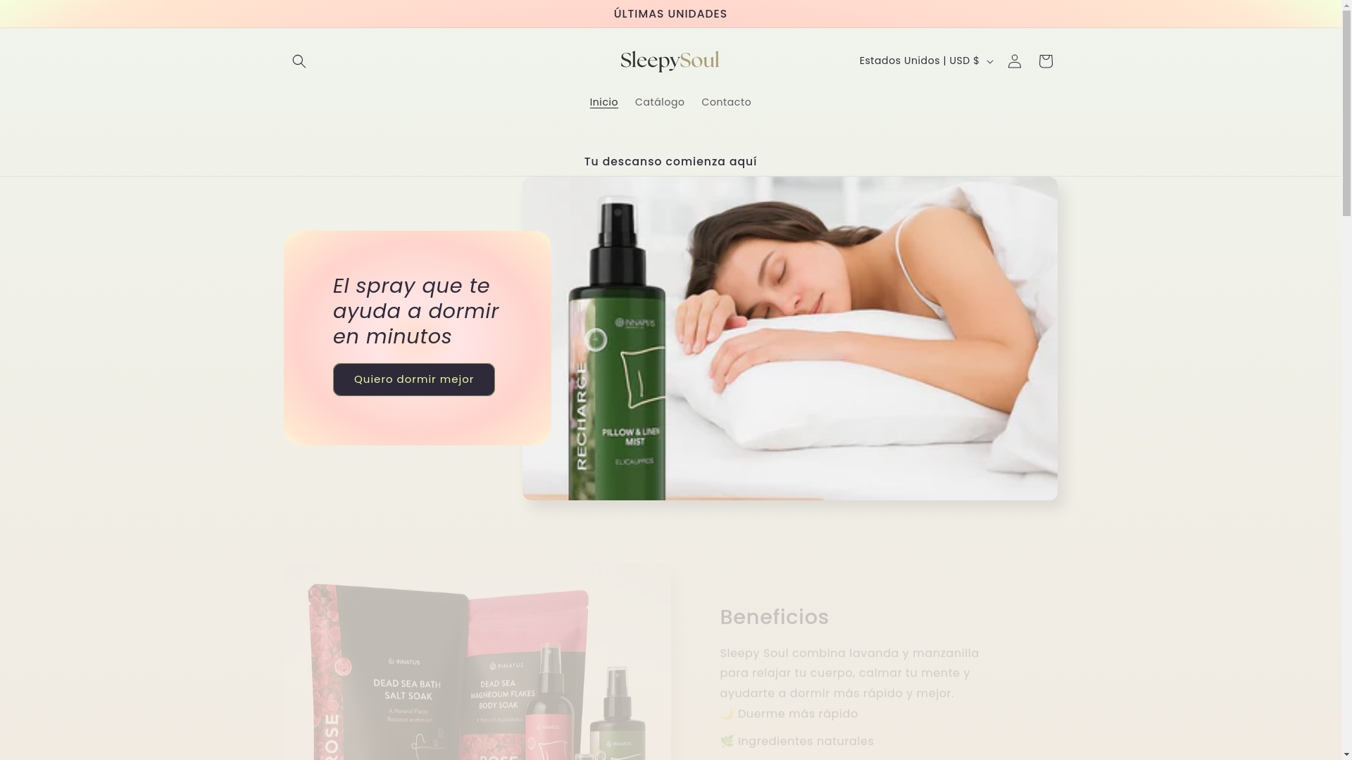 website screenshot of https://sleepysoulcare.com/