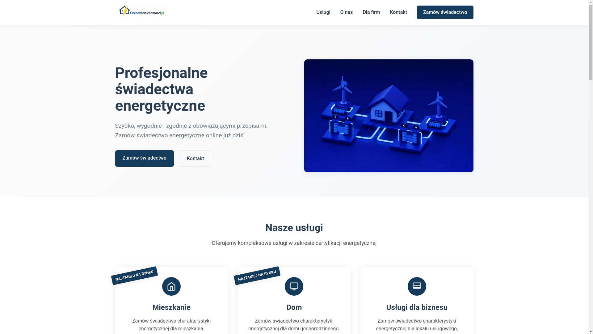 website screenshot of https://ocenanieruchomosci.pl/
