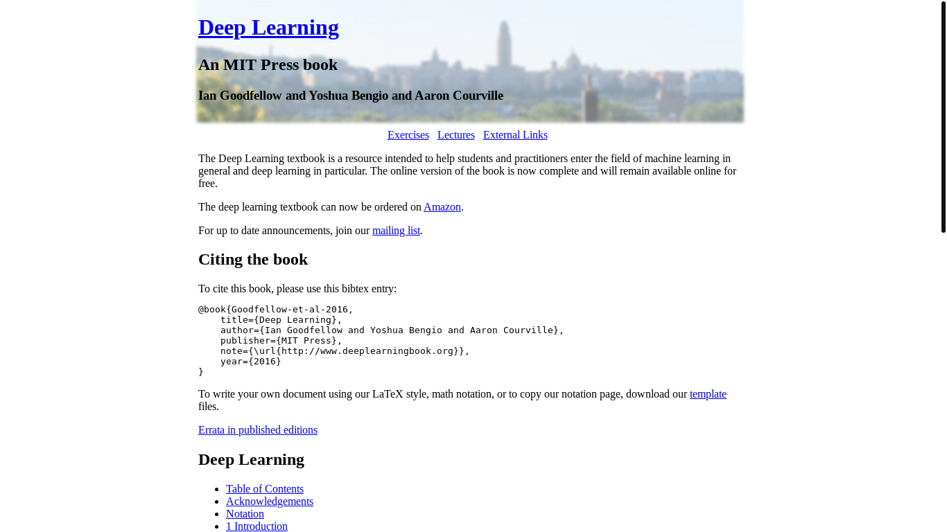 website screenshot of https://www.deeplearningbook.org/