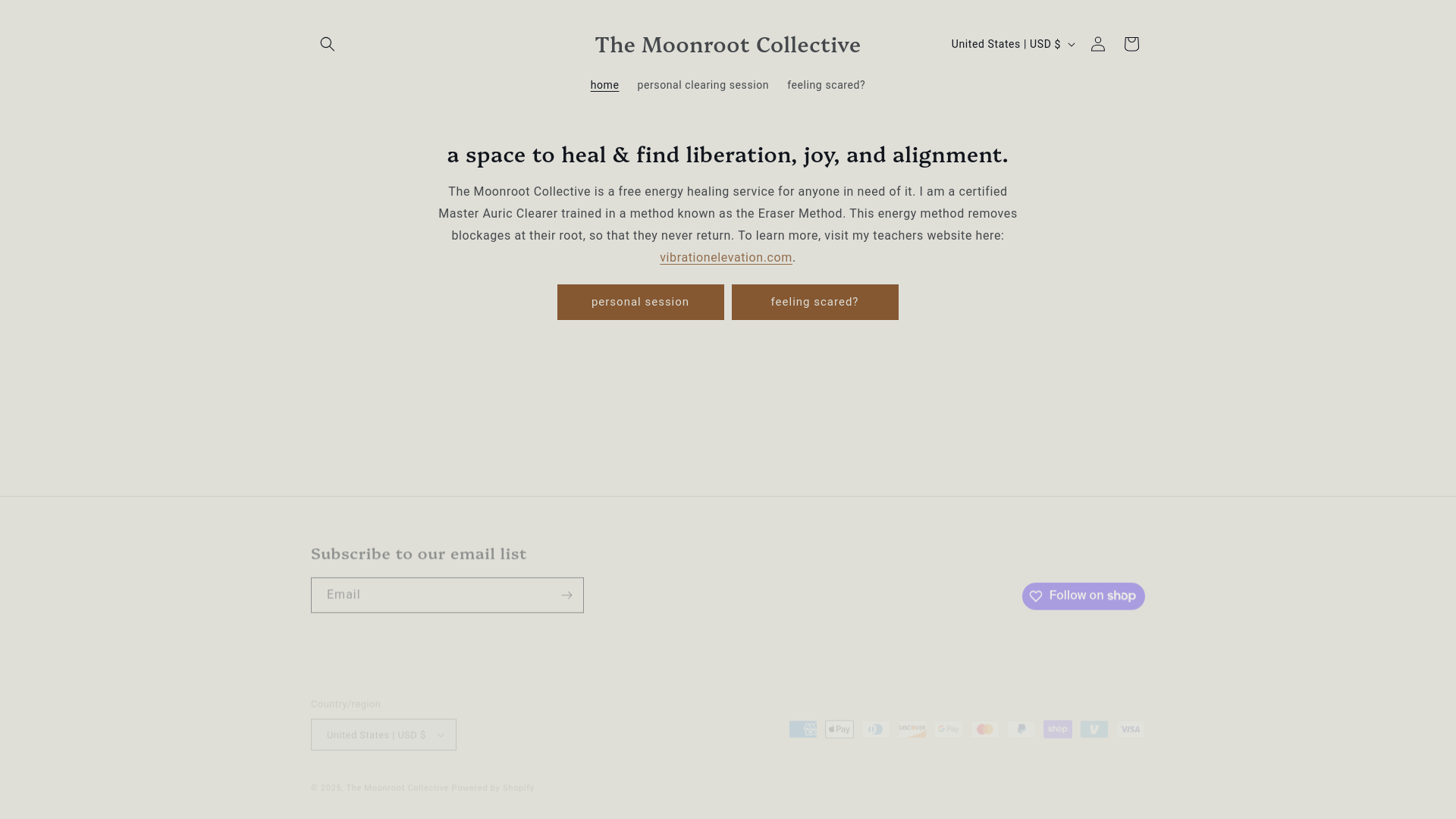 website screenshot of https://themoonrootcollective.com/