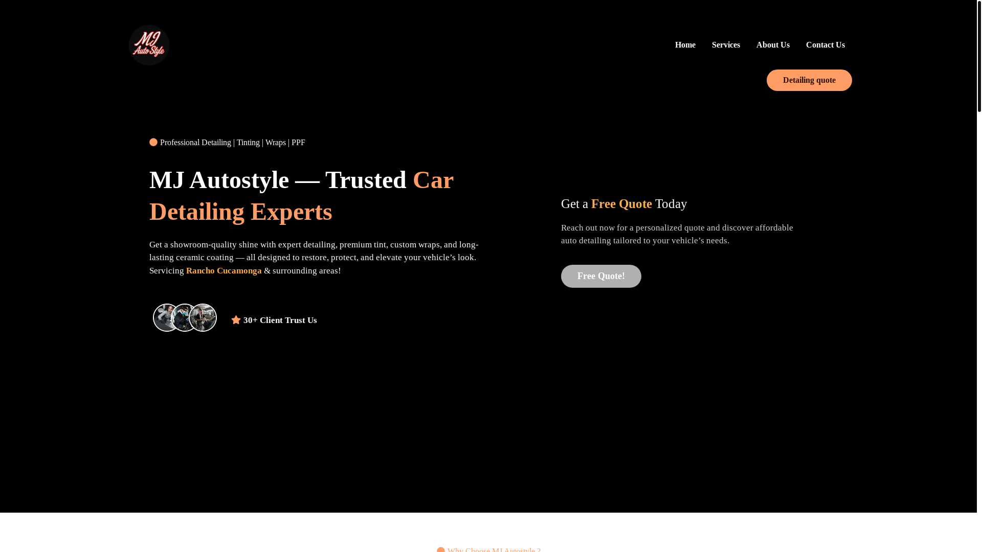 website screenshot of https://mj-autostyle.com/