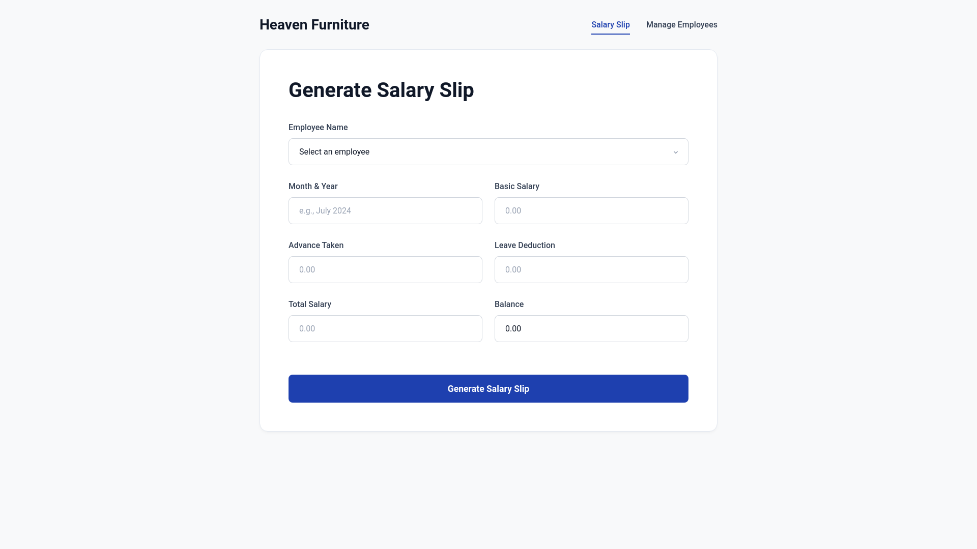website screenshot of https://heaven-furniture-receipt.pages.dev/