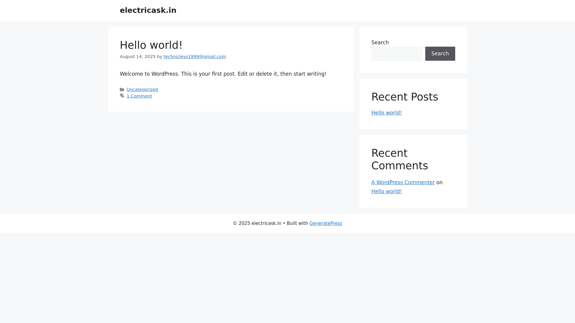 website screenshot of https://electricask.in/
