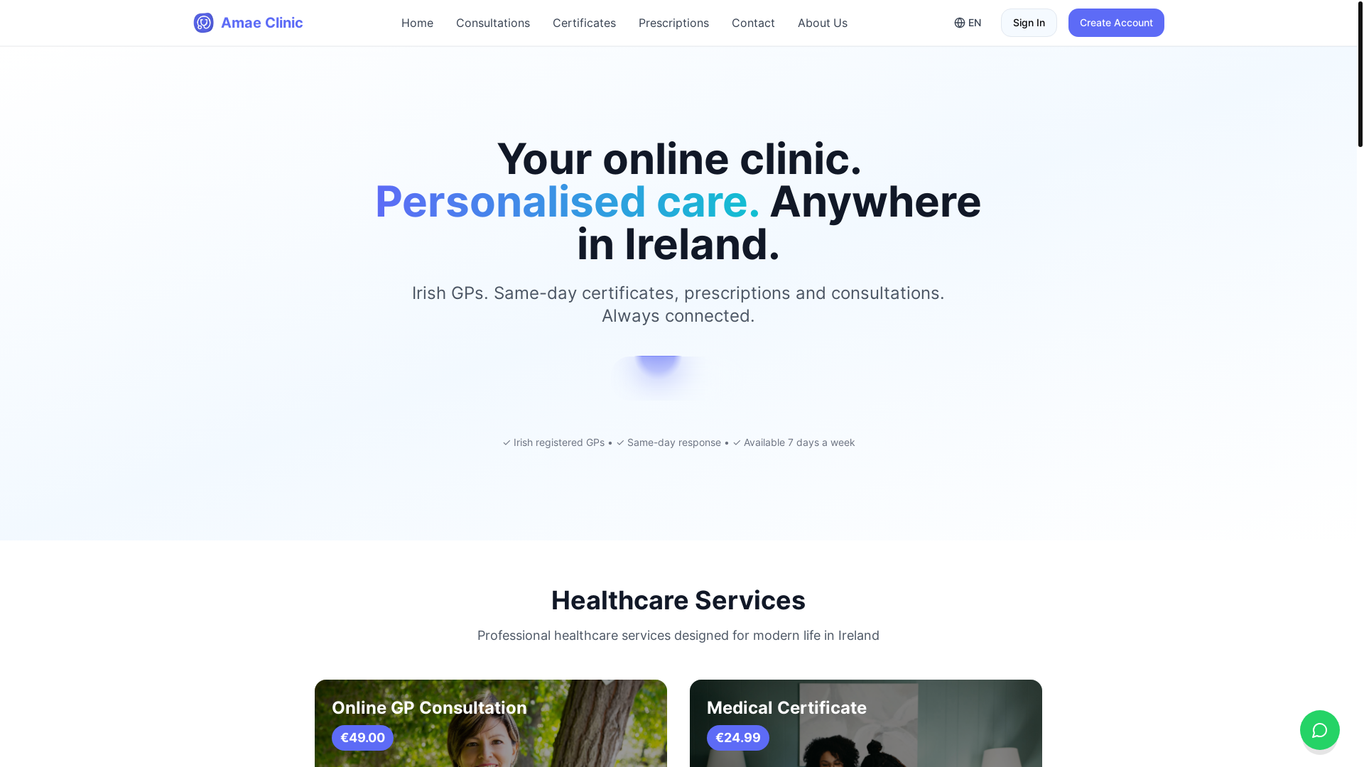 website screenshot of https://amae-care-connect-48.pages.dev/