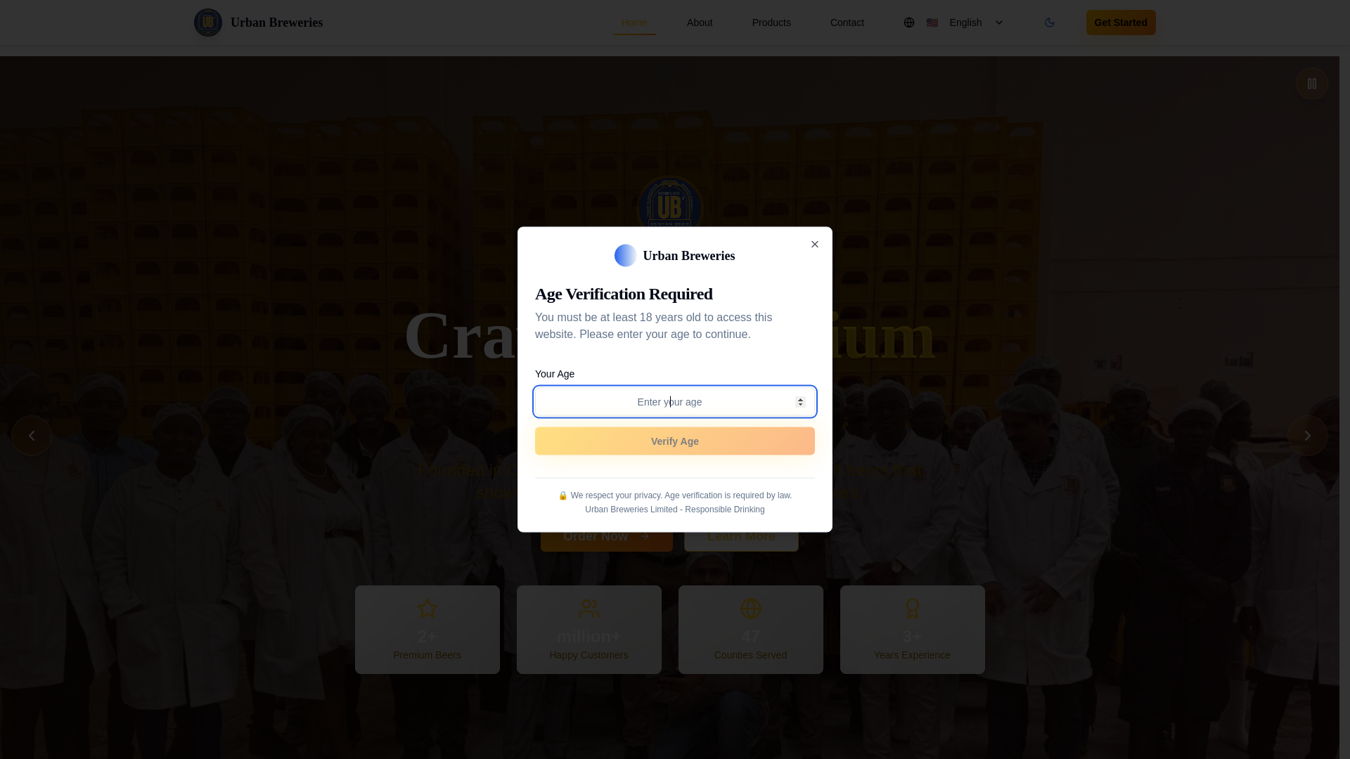 website screenshot of https://urbanbrewerieslimited.com/