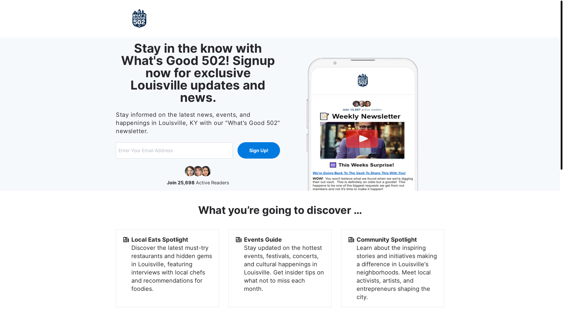 website screenshot of https://whatsgood502.com/