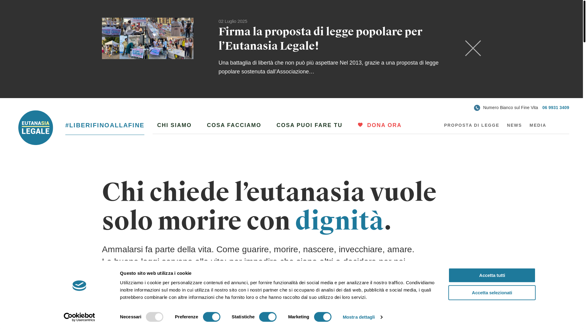website screenshot of https://eutanasialegale.it