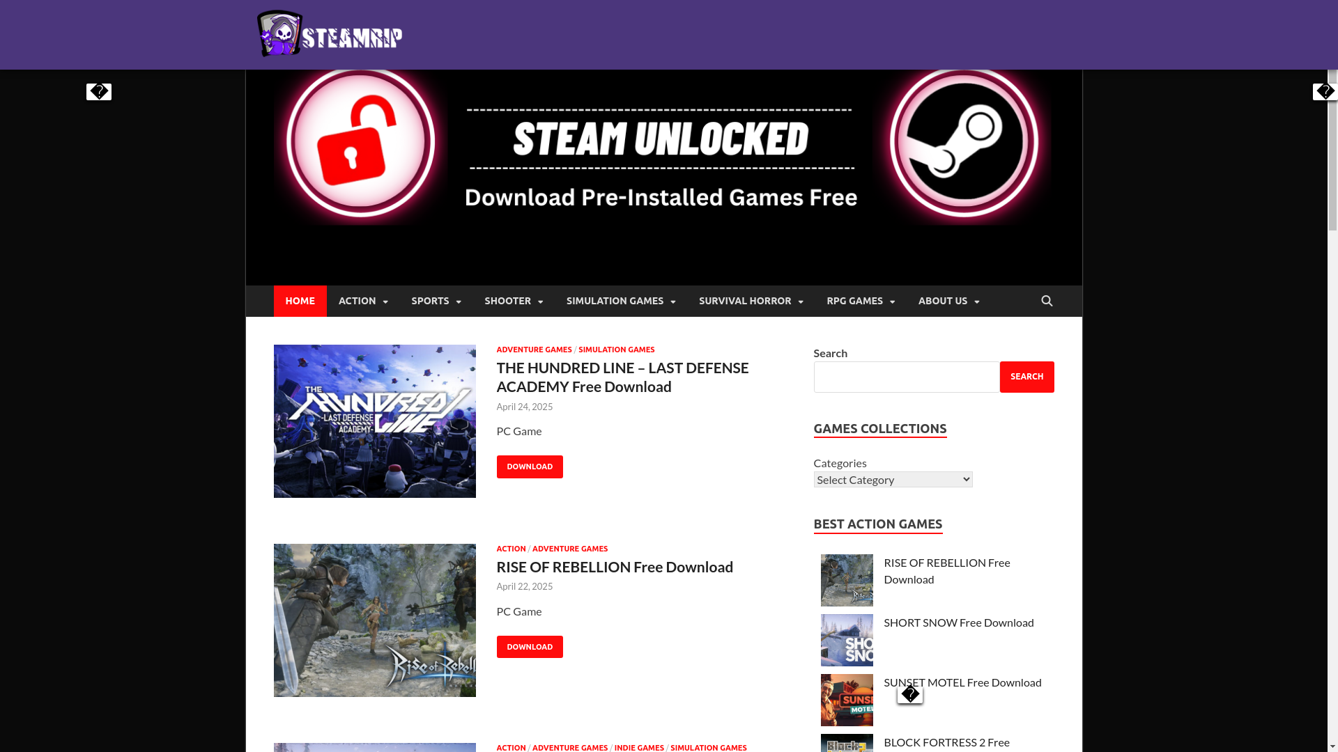 website screenshot of https://steam-rip-site-aee.pages.dev/