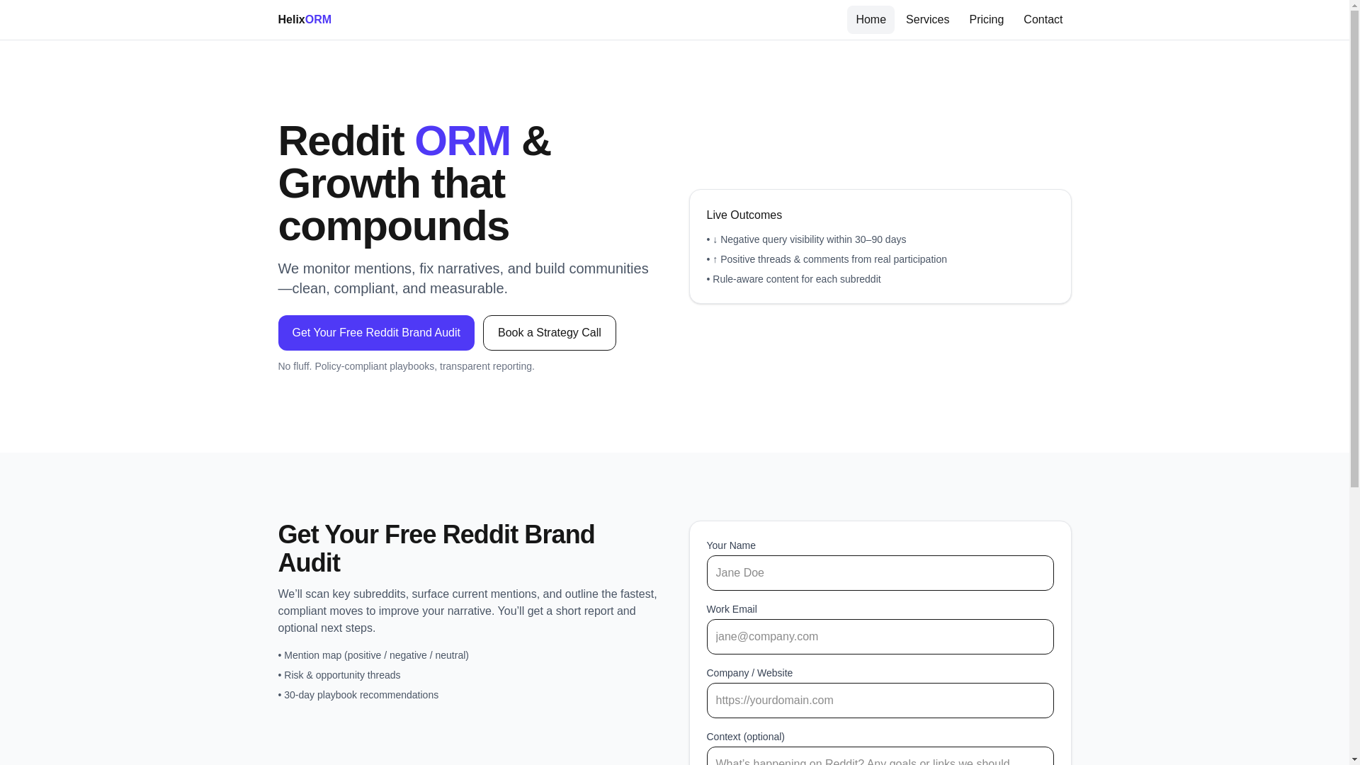 website screenshot of https://helixorm.pages.dev/