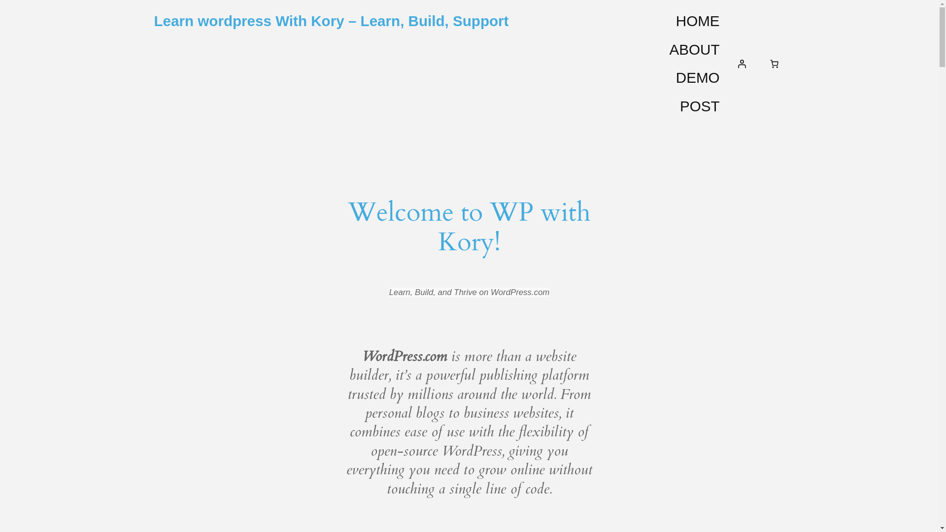 website screenshot of https://learnwpwithkory.com/