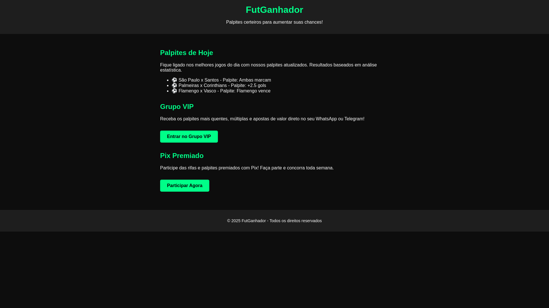 website screenshot of https://futganhador.com.br/