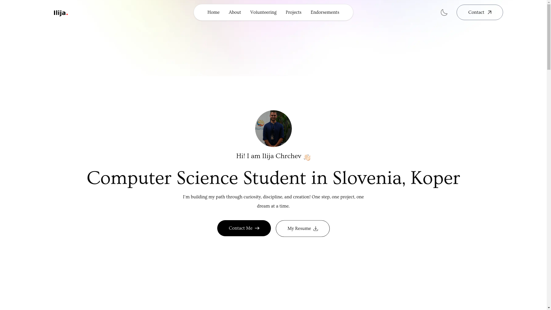 website screenshot of https://ilijachrchev.com/
