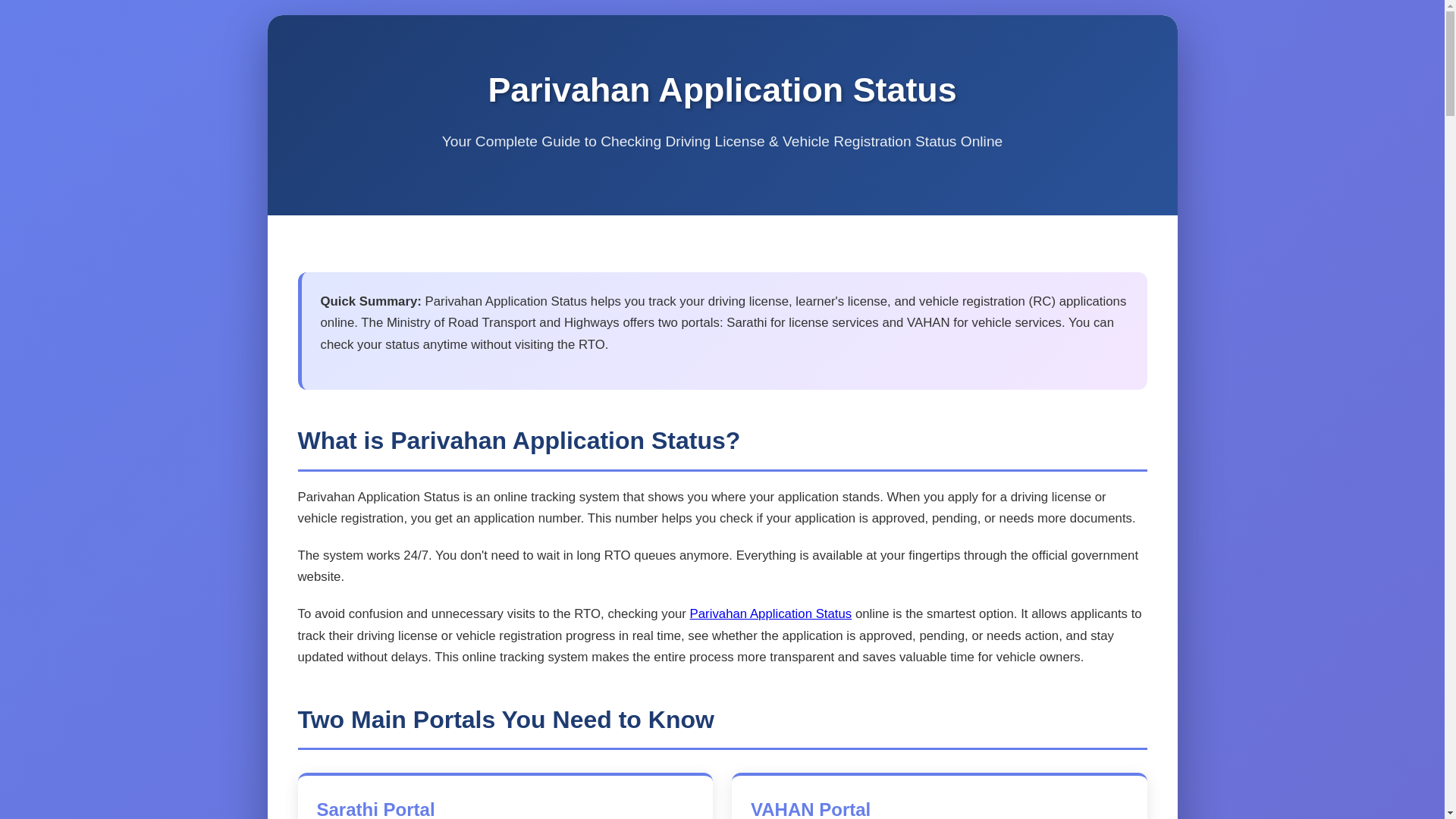website screenshot of https://parivahan-application-status.pages.dev/