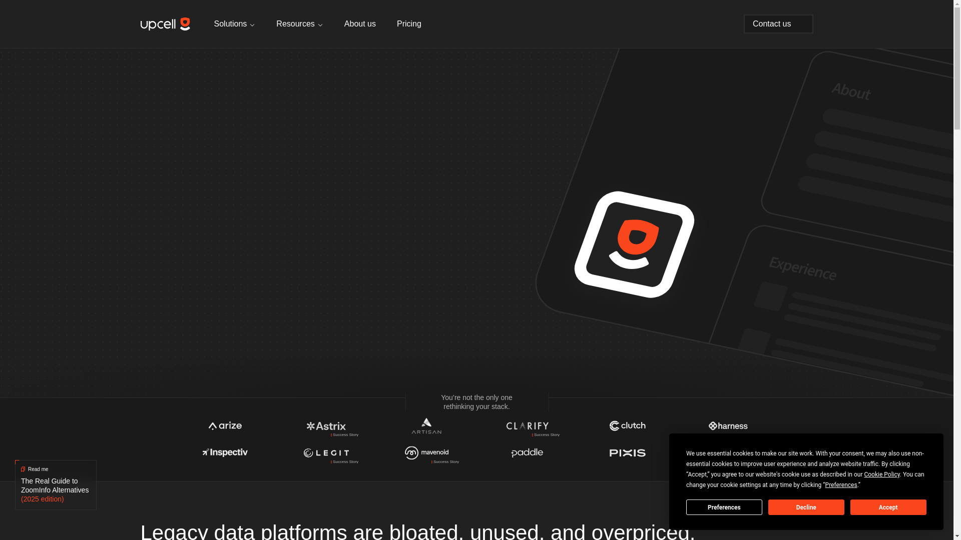 website screenshot of https://upcell.life/
