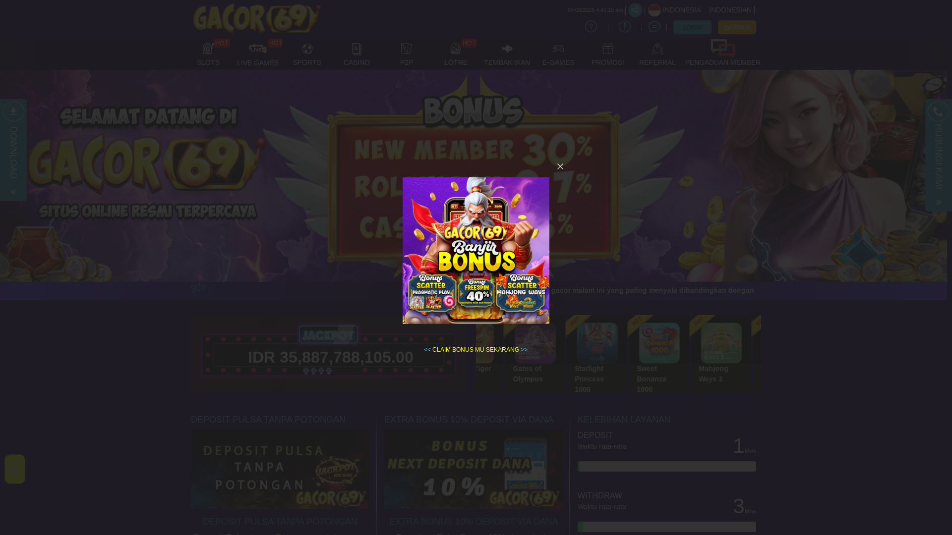 website screenshot of https://gacor69cuanterus.art/