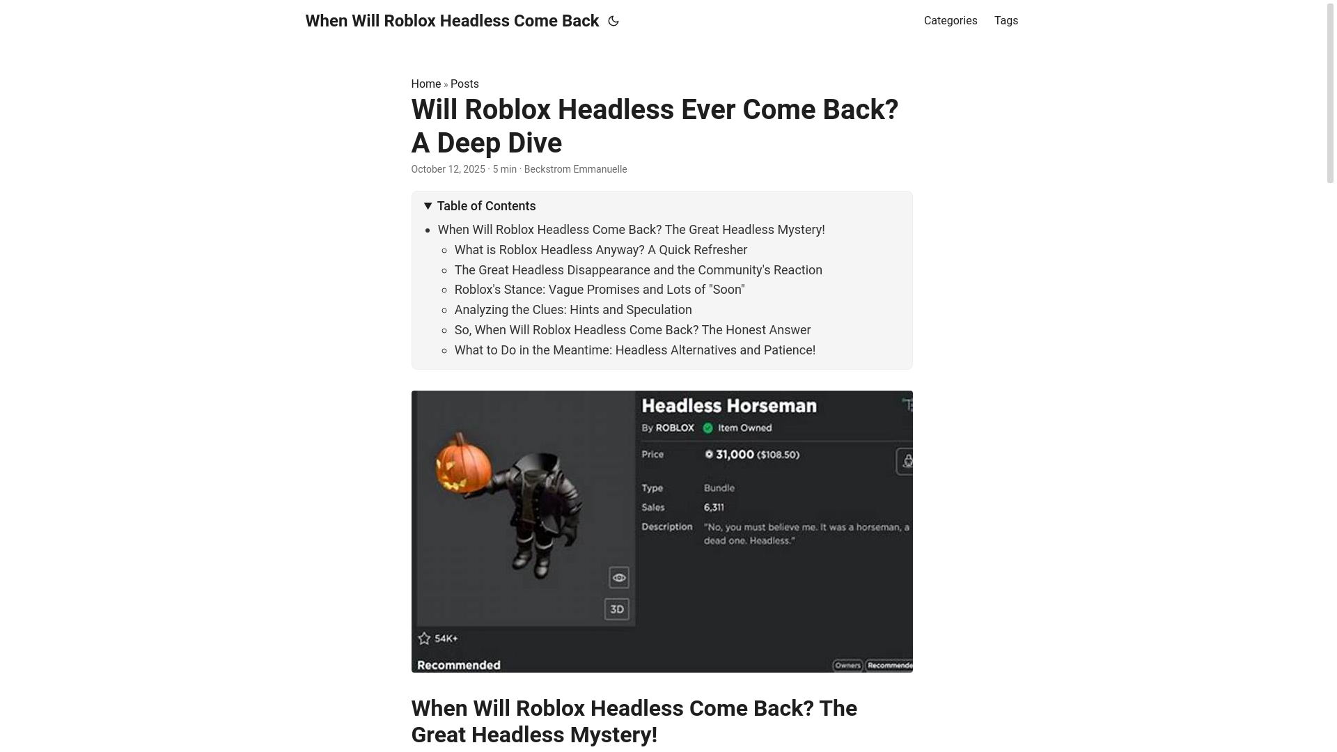 website screenshot of https://when-will-roblox-headless-come-back.pages.dev/