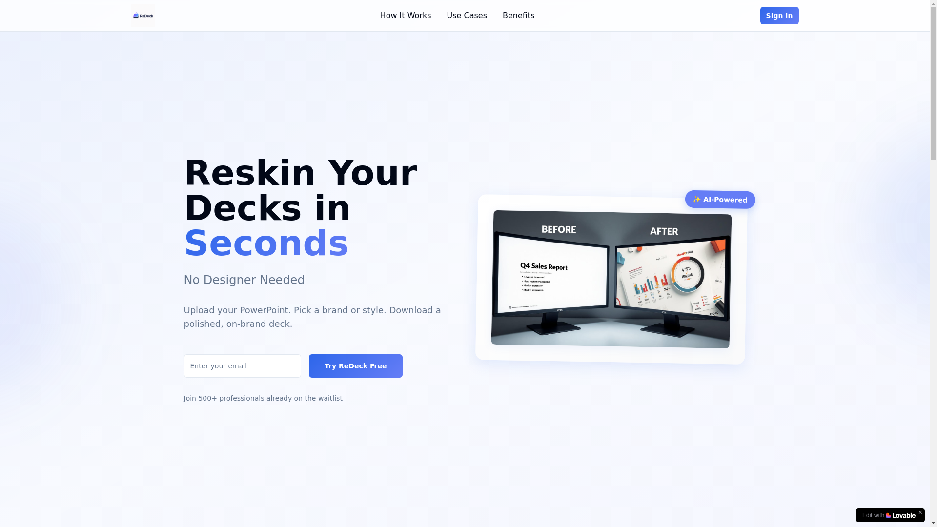website screenshot of https://re-deck.app/