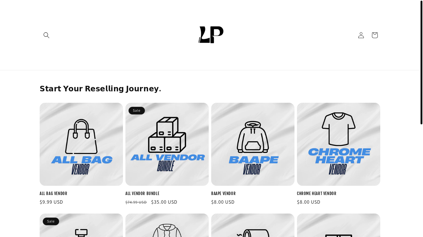 website screenshot of https://lpvendors.com/