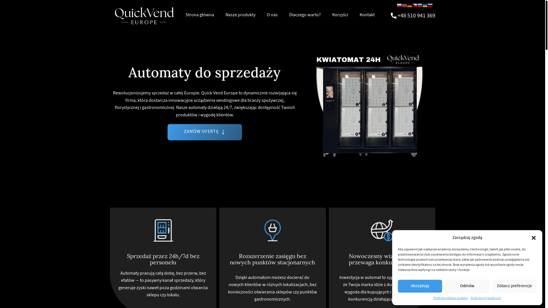 website screenshot of https://quickvendeurope.pl/