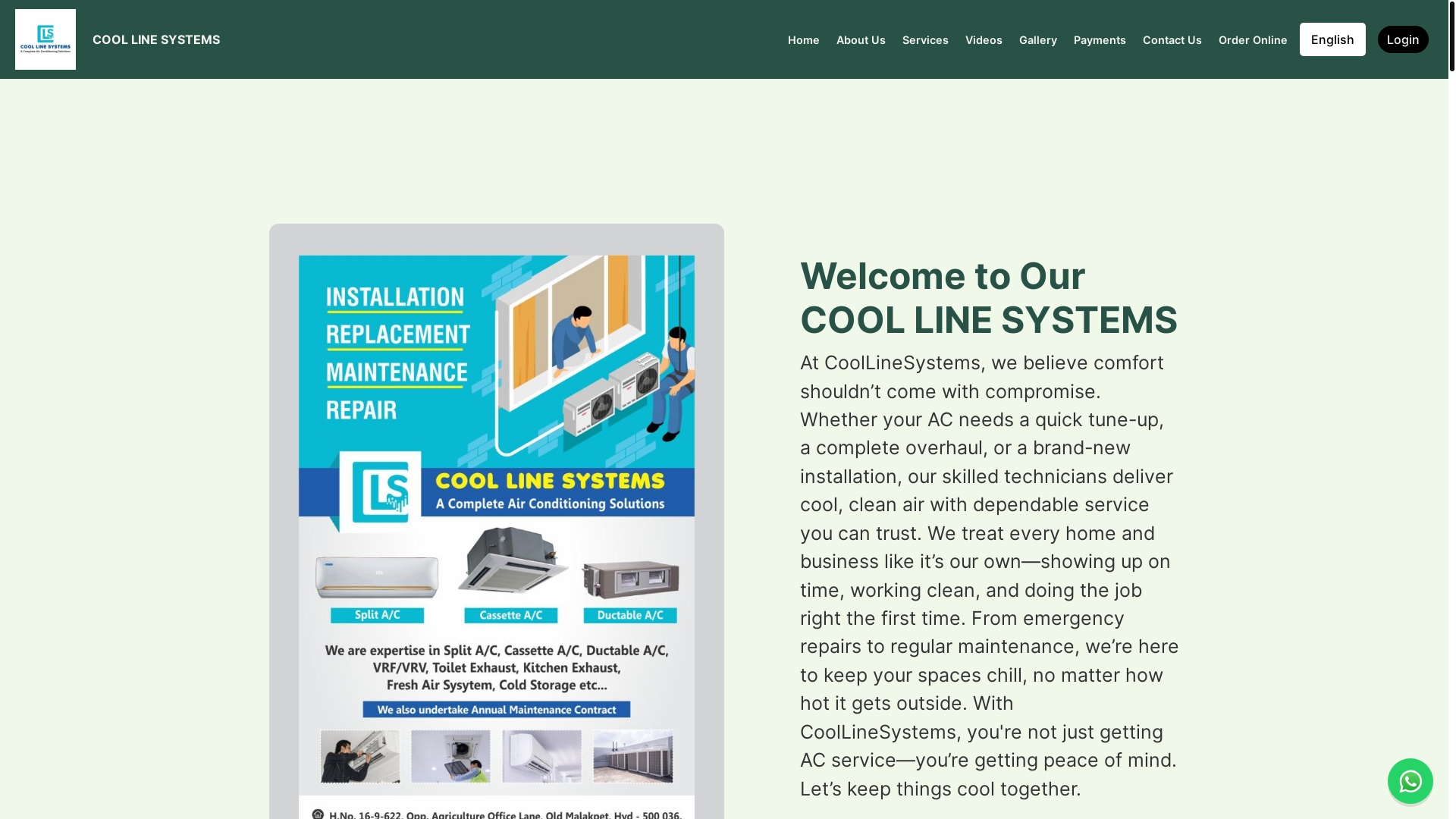 website screenshot of https://coollinesystems.in/