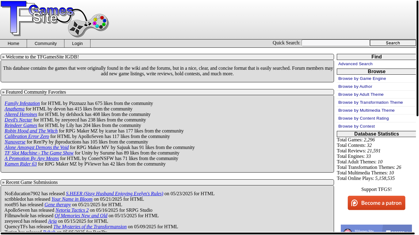 website screenshot of https://tfgames.site/