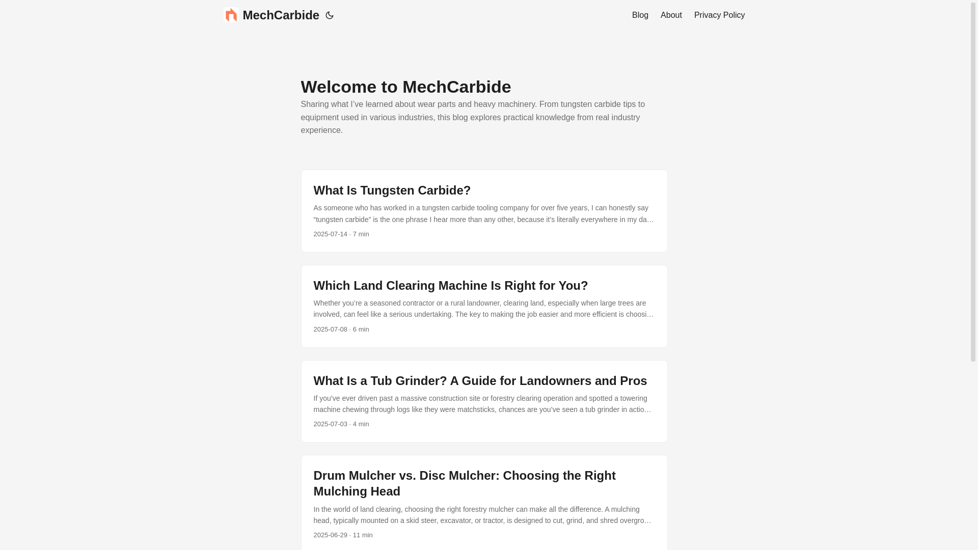 website screenshot of https://mechcarbide.pages.dev/