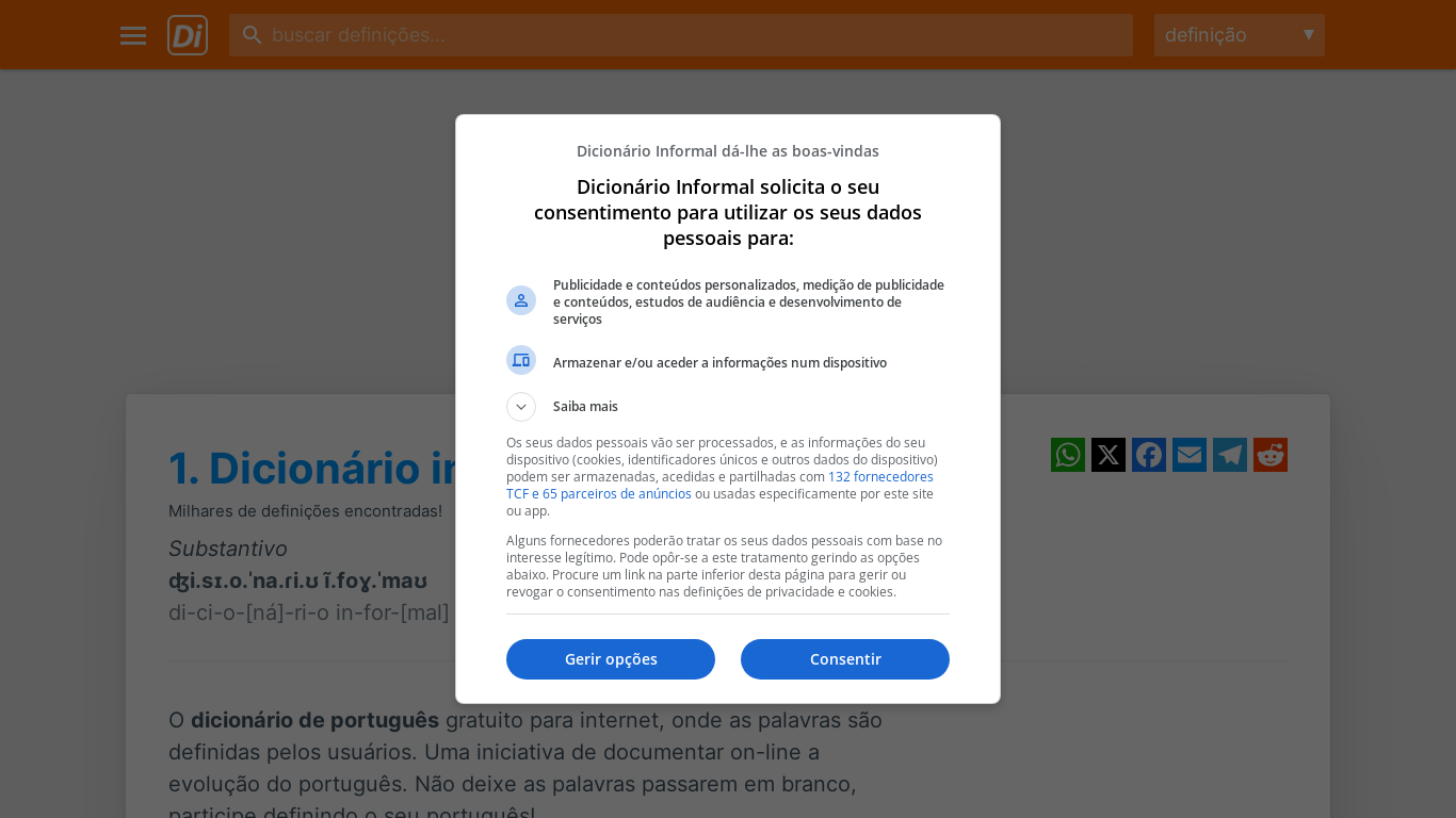 website screenshot of https://www.dicionarioinformal.com.br/