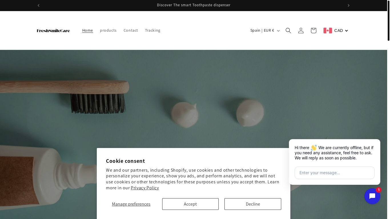 website screenshot of https://freshsmilecare.ca/