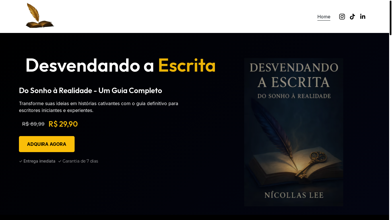website screenshot of https://desvendandoaescrita.com.br/