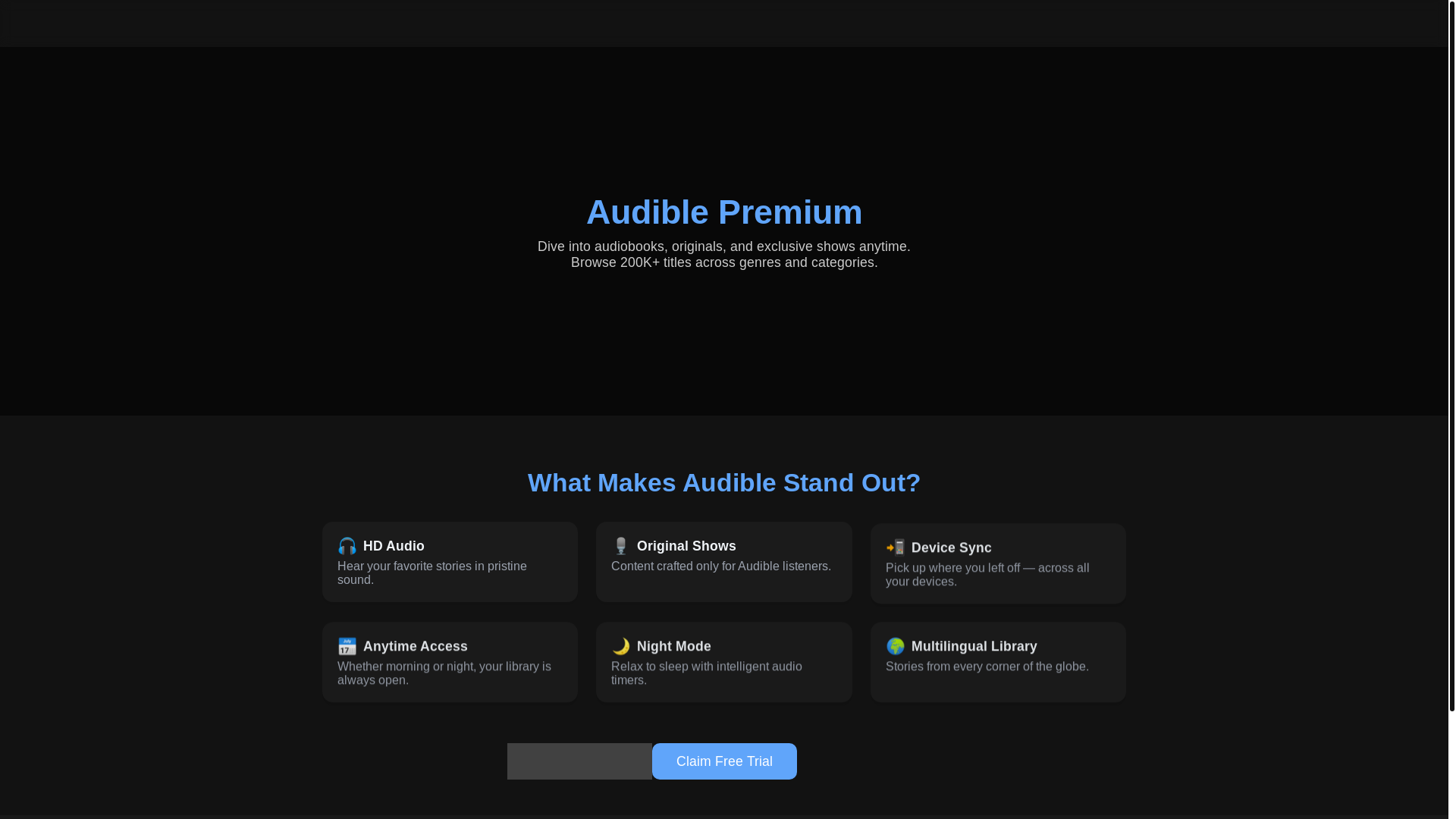 website screenshot of https://audible-explored.pages.dev/