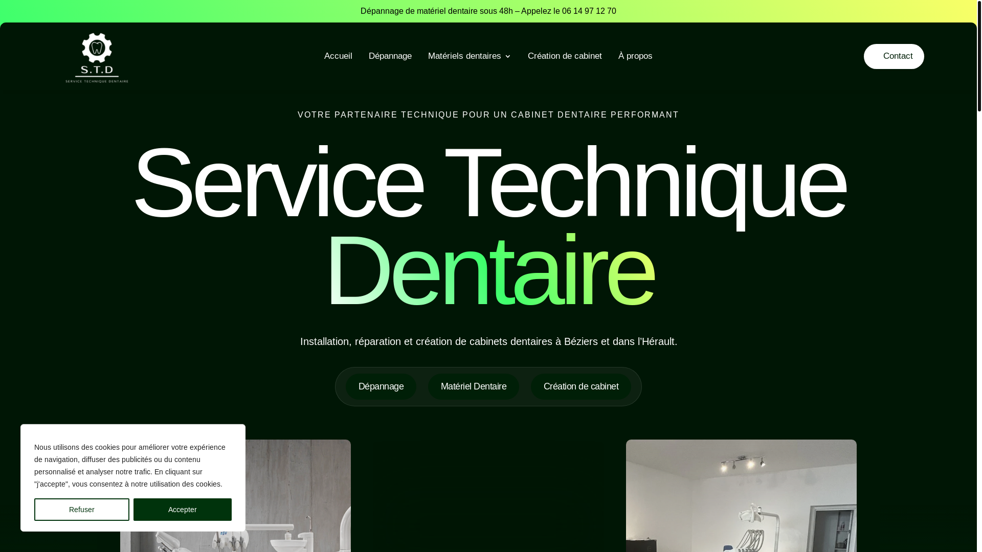 website screenshot of https://servicetechniquedentaire.fr/