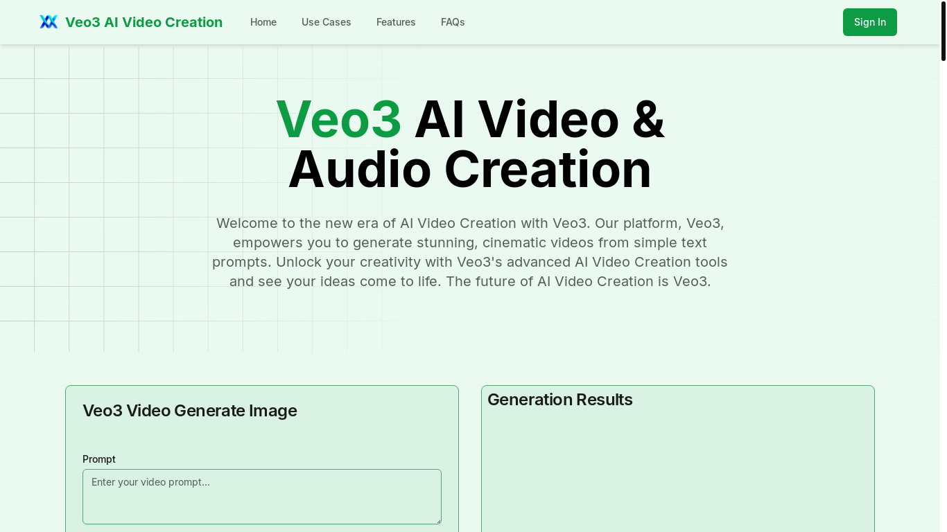 website screenshot of https://veo3video.art/