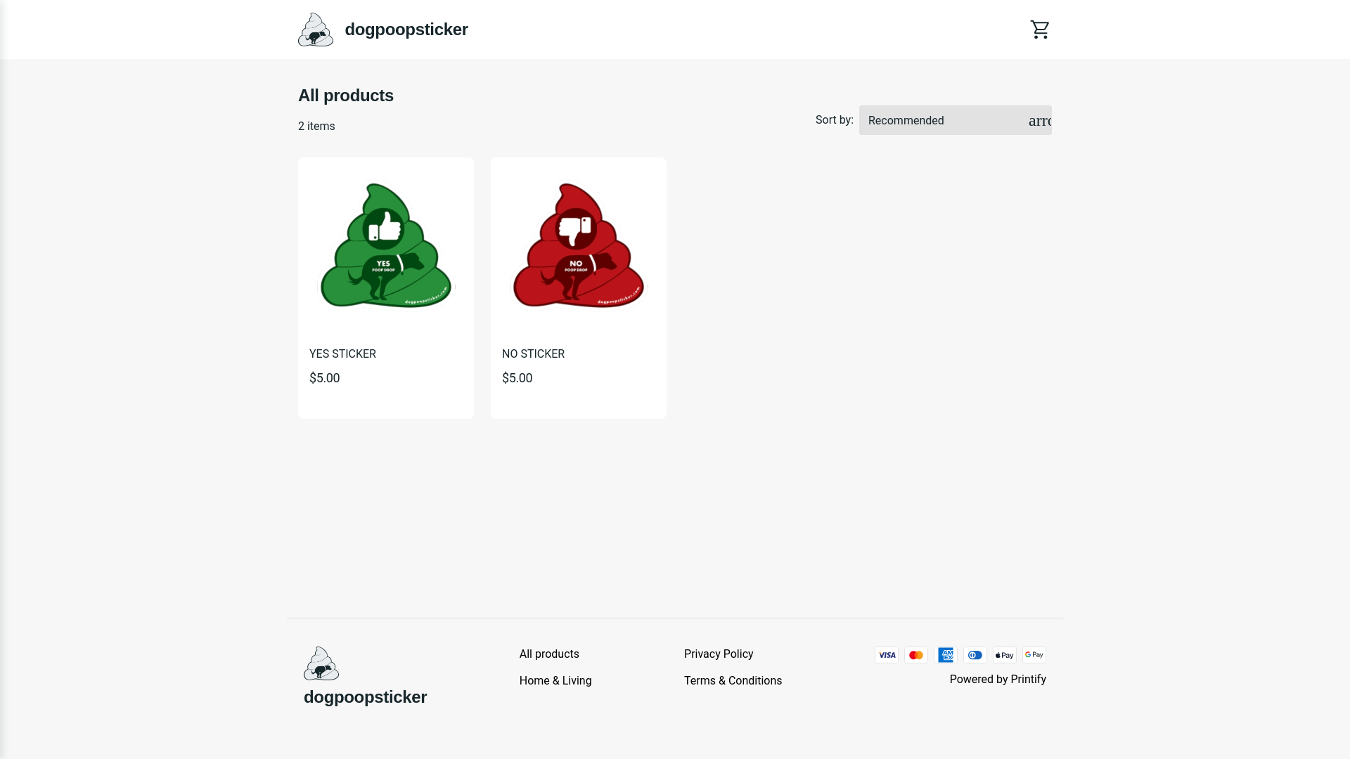 website screenshot of https://dogpoopstickers.com/