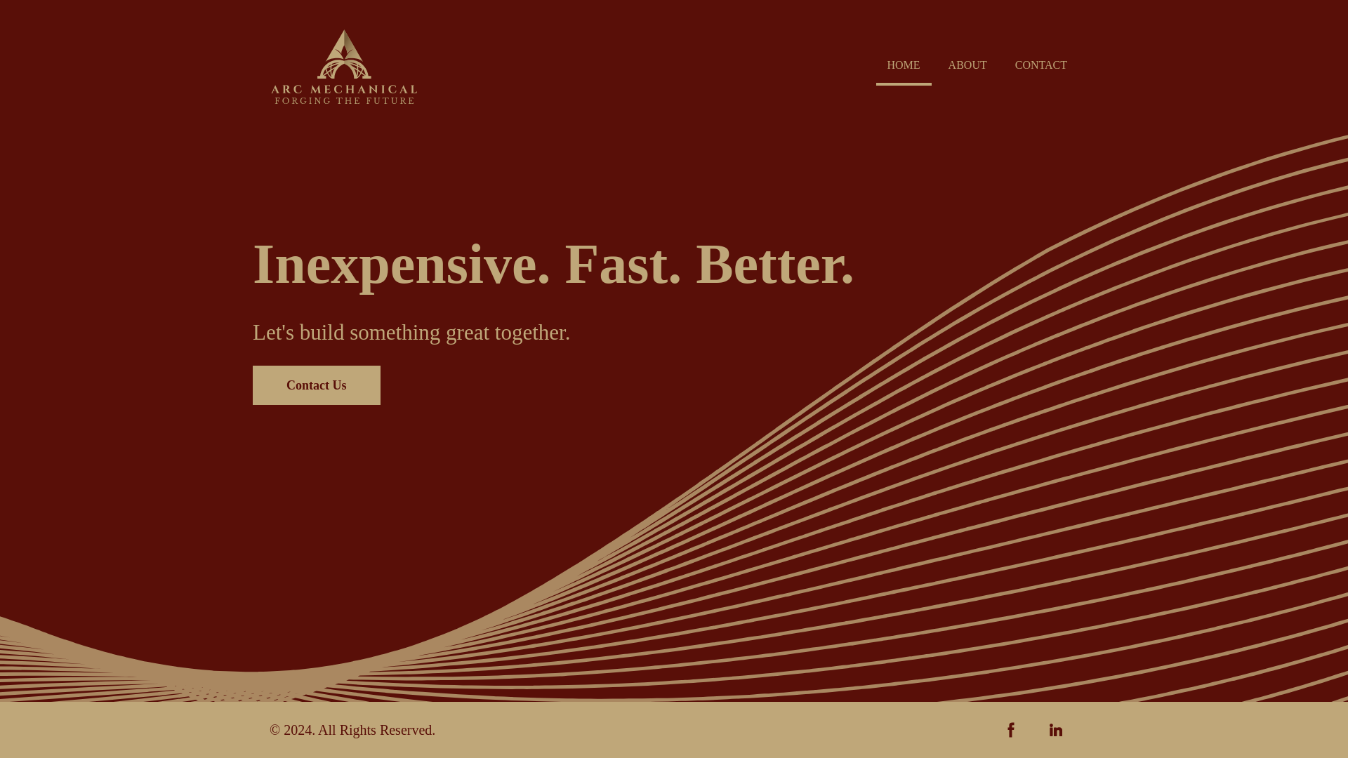 website screenshot of https://arcmechanical.llc/