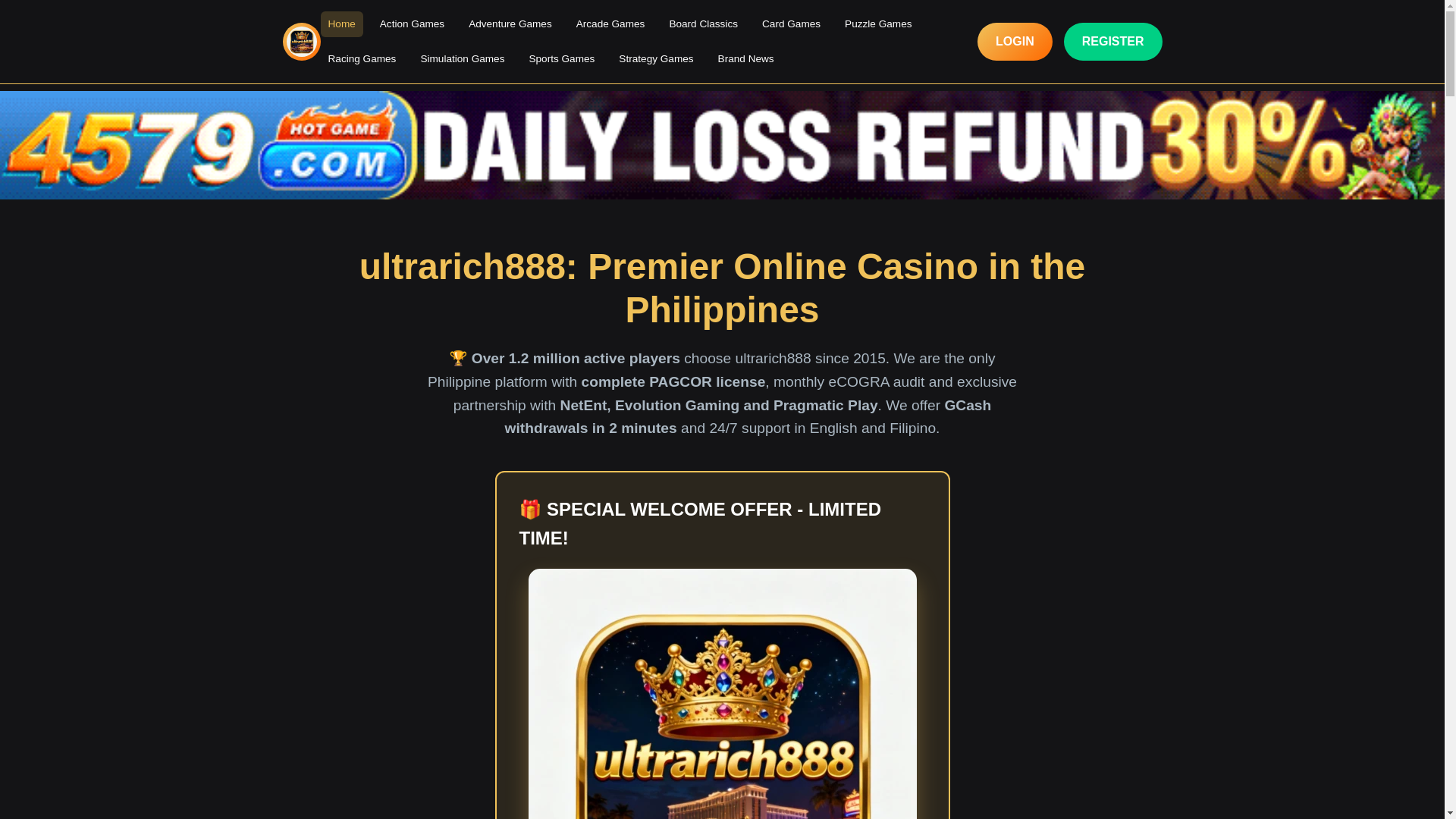 website screenshot of https://ultrarich888casino.com/