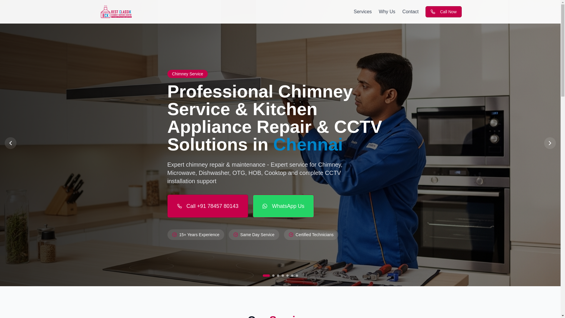 website screenshot of https://bestchimneyservice.in/
