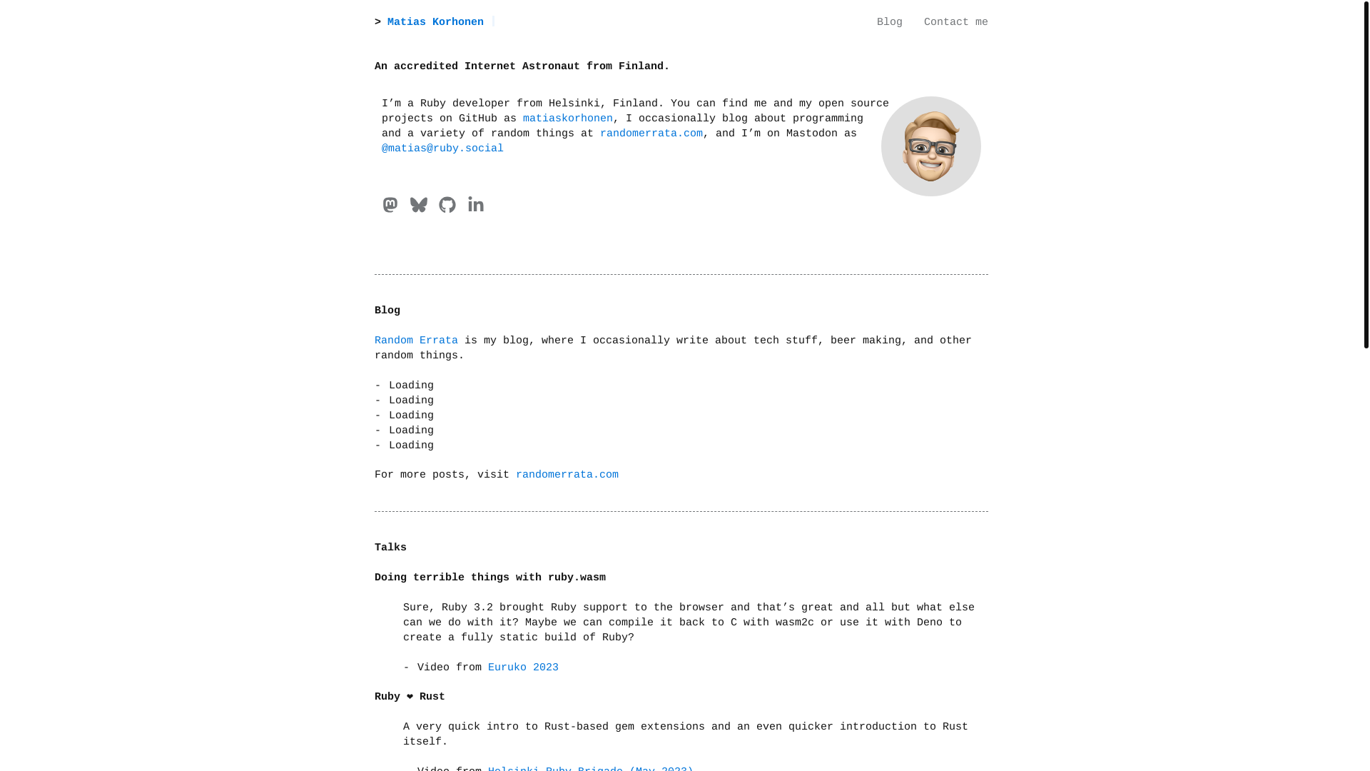 website screenshot of https://matiaskorhonen-fi.pages.dev/