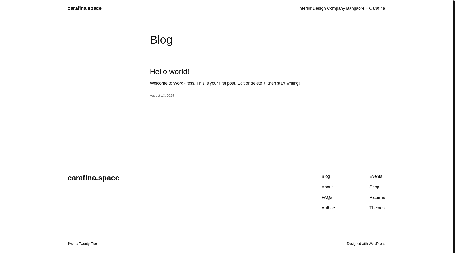website screenshot of https://carafina.space/