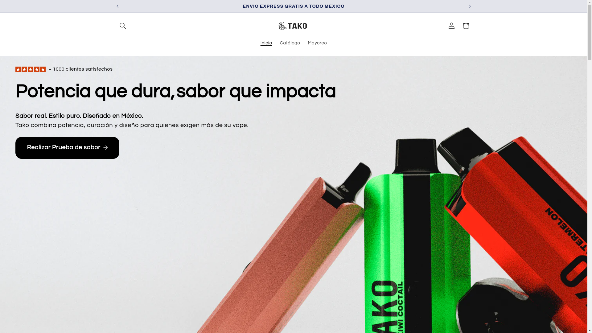 website screenshot of https://vapestakomexico.com/