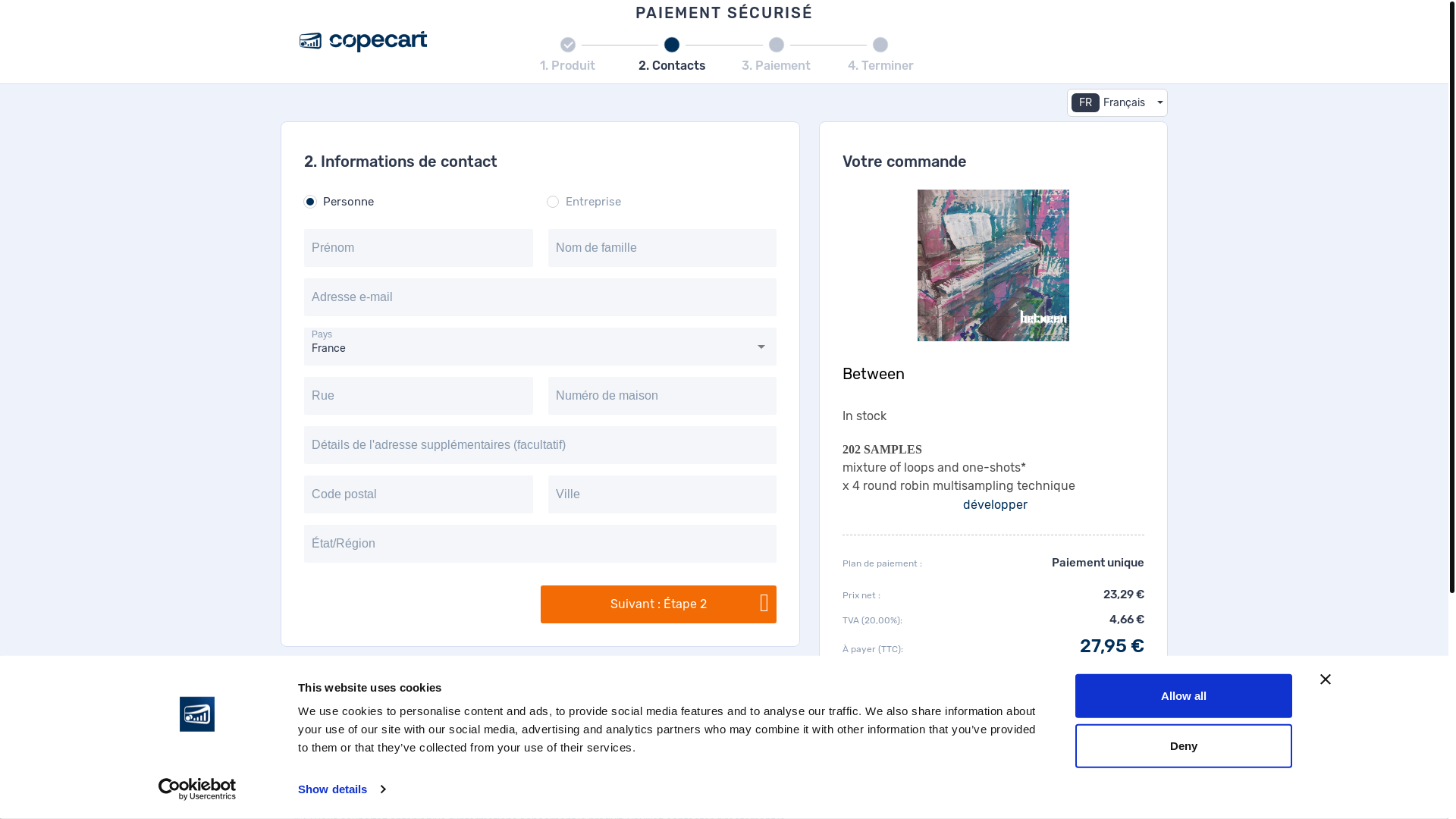 website screenshot of https://copecart.com/products/e9af0839/checkout