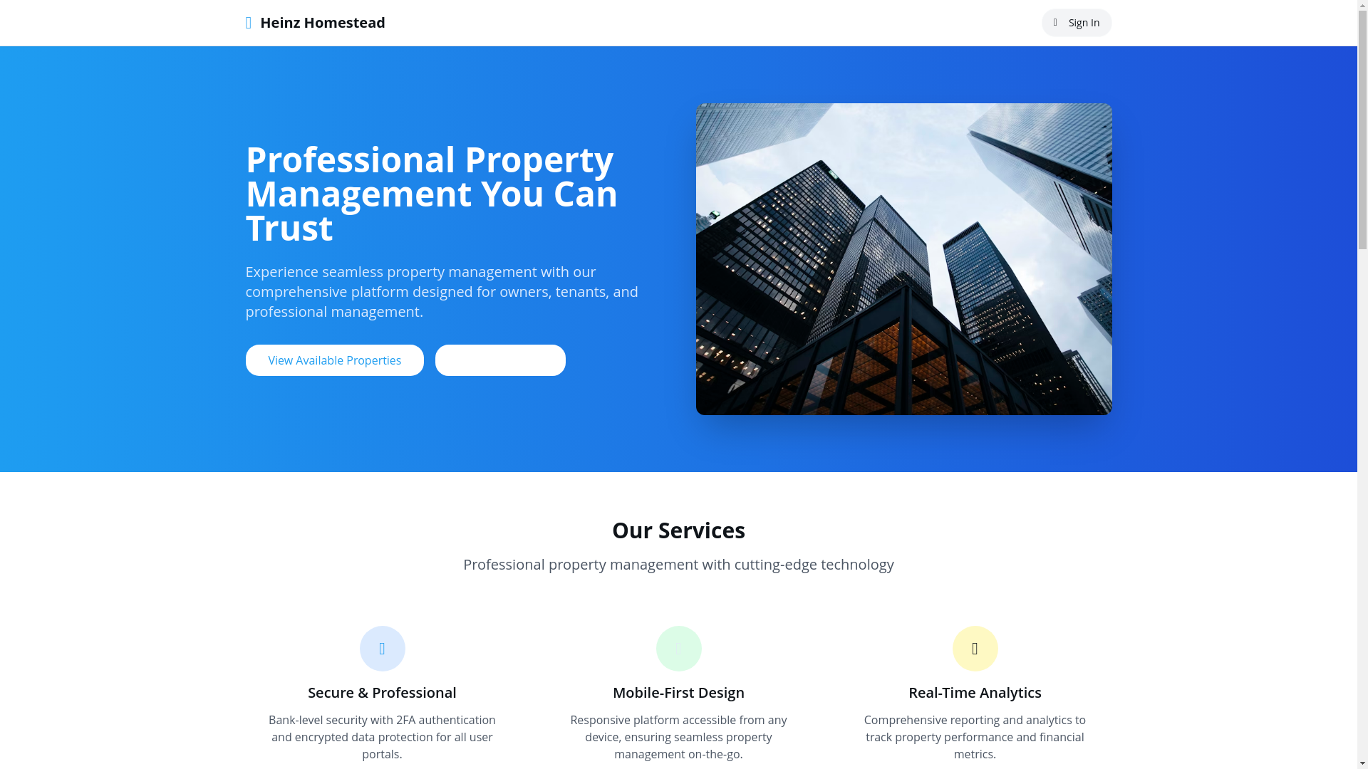 website screenshot of https://heinzhomesteadmanagement.net/