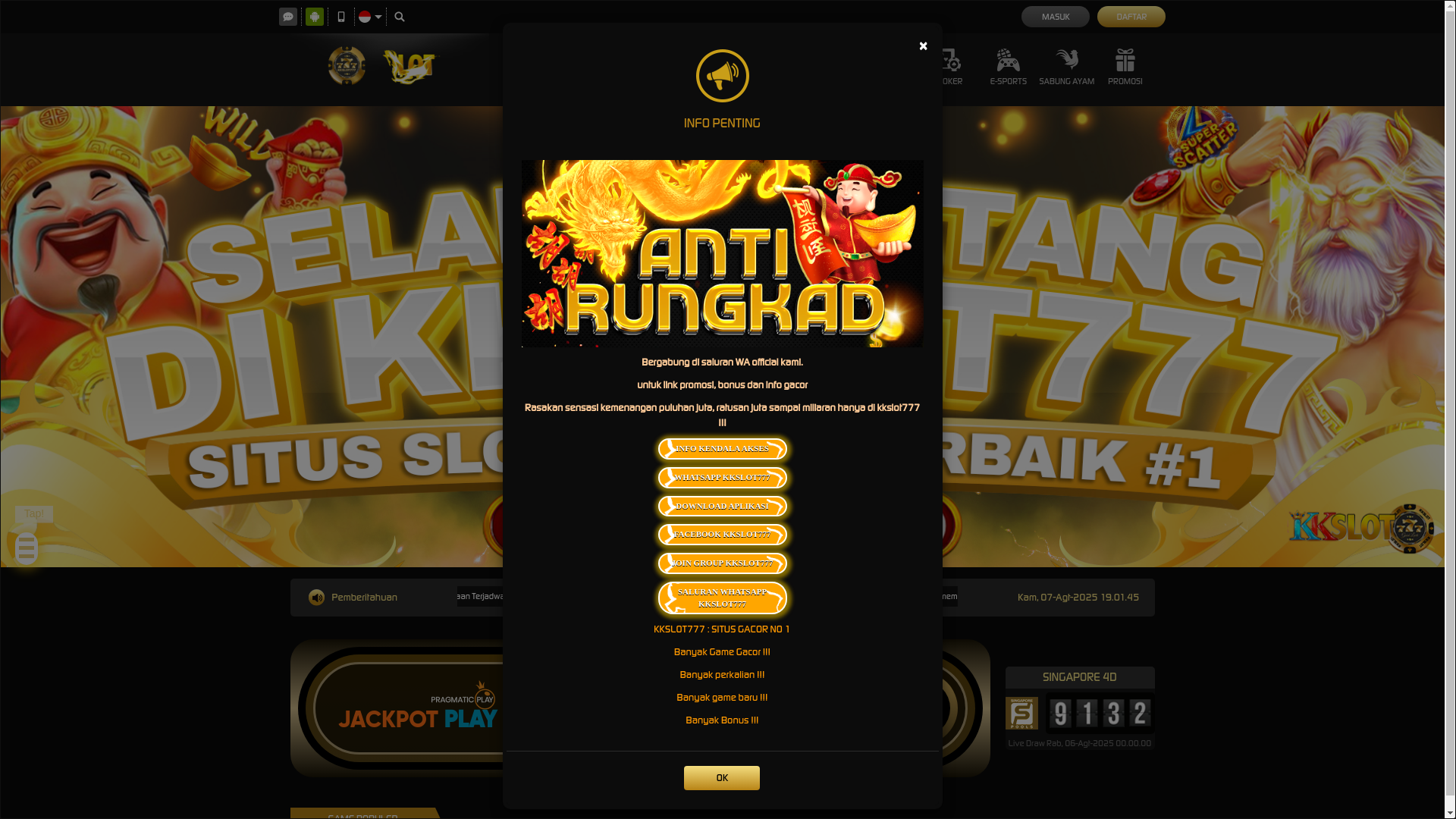 website screenshot of https://honeykkslot777.net/