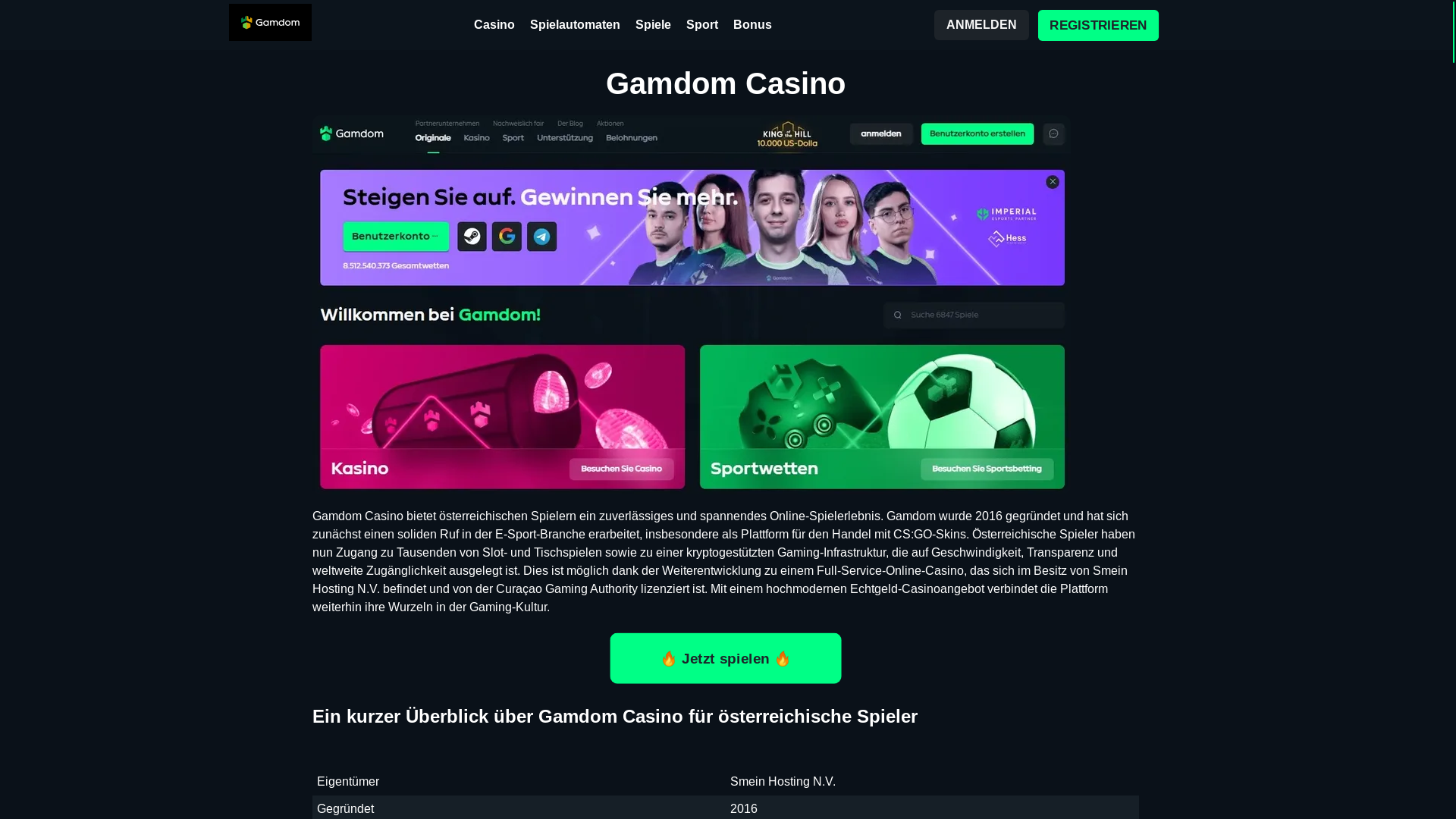 website screenshot of https://gamdomcasino-at.pages.dev/