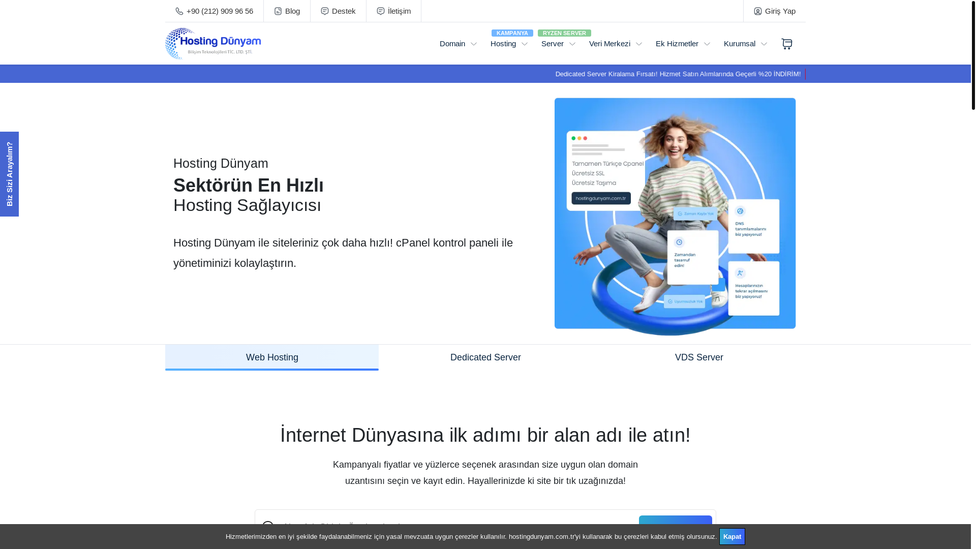 website screenshot of https://hostingdunyam.com.tr