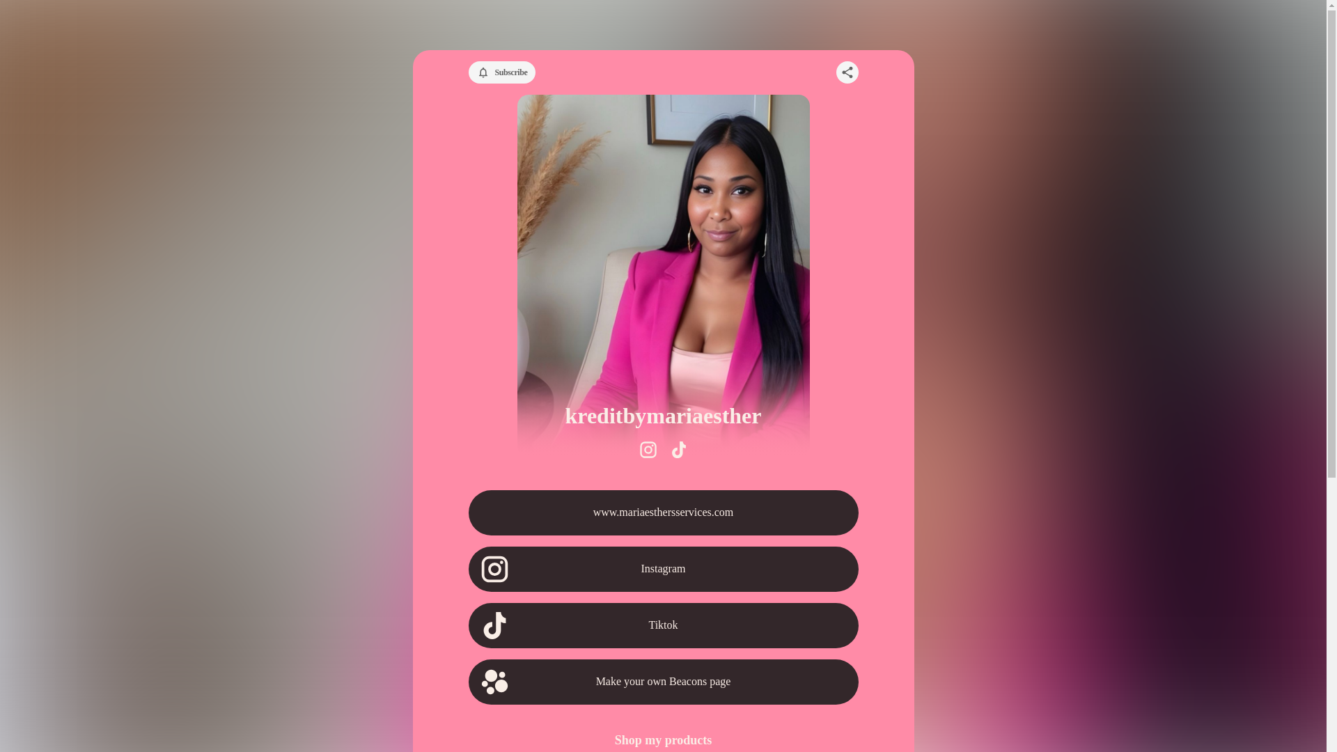 website screenshot of https://kreditbymariaesther.com/