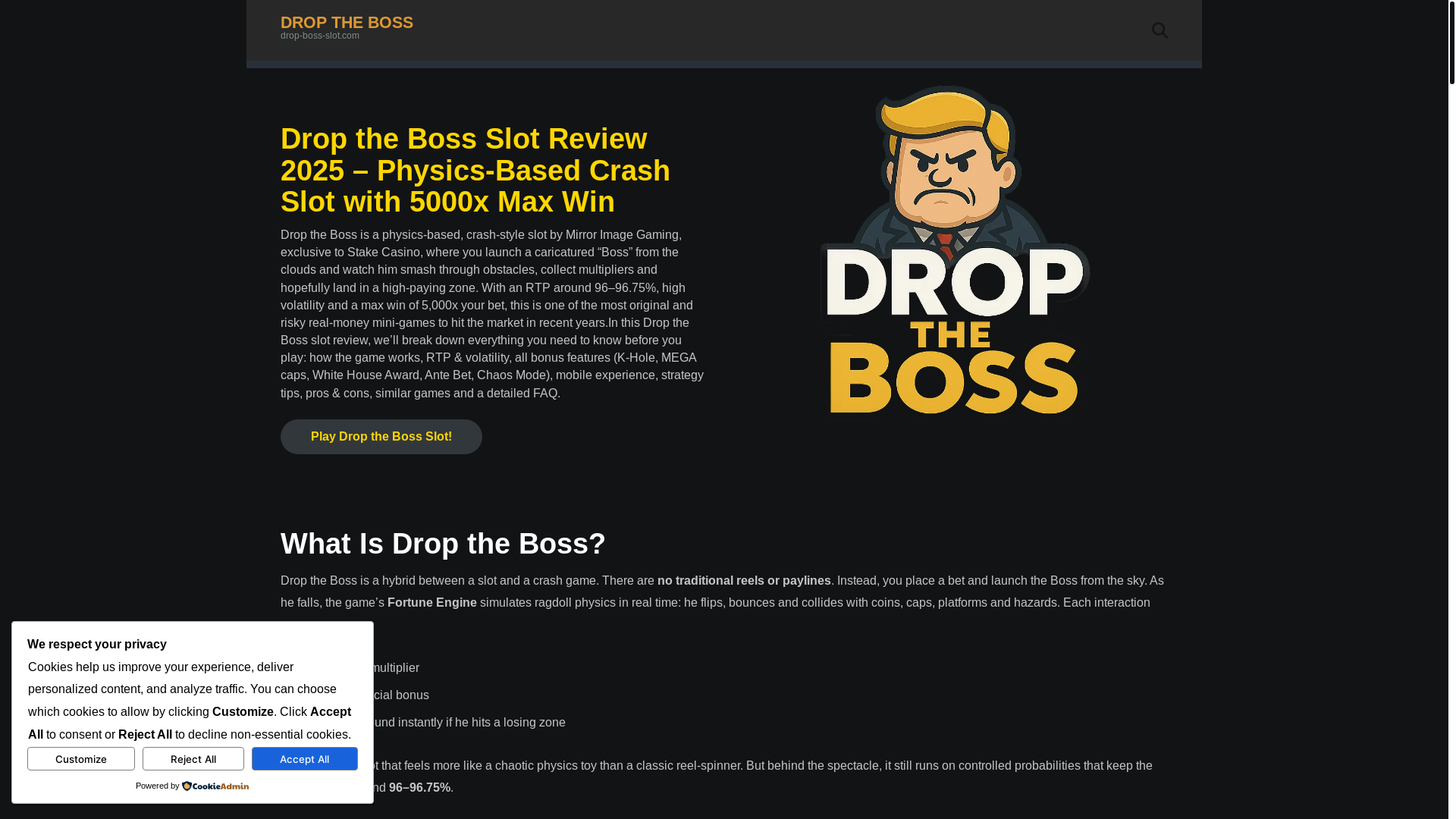 website screenshot of https://drop-boss-slot.com/