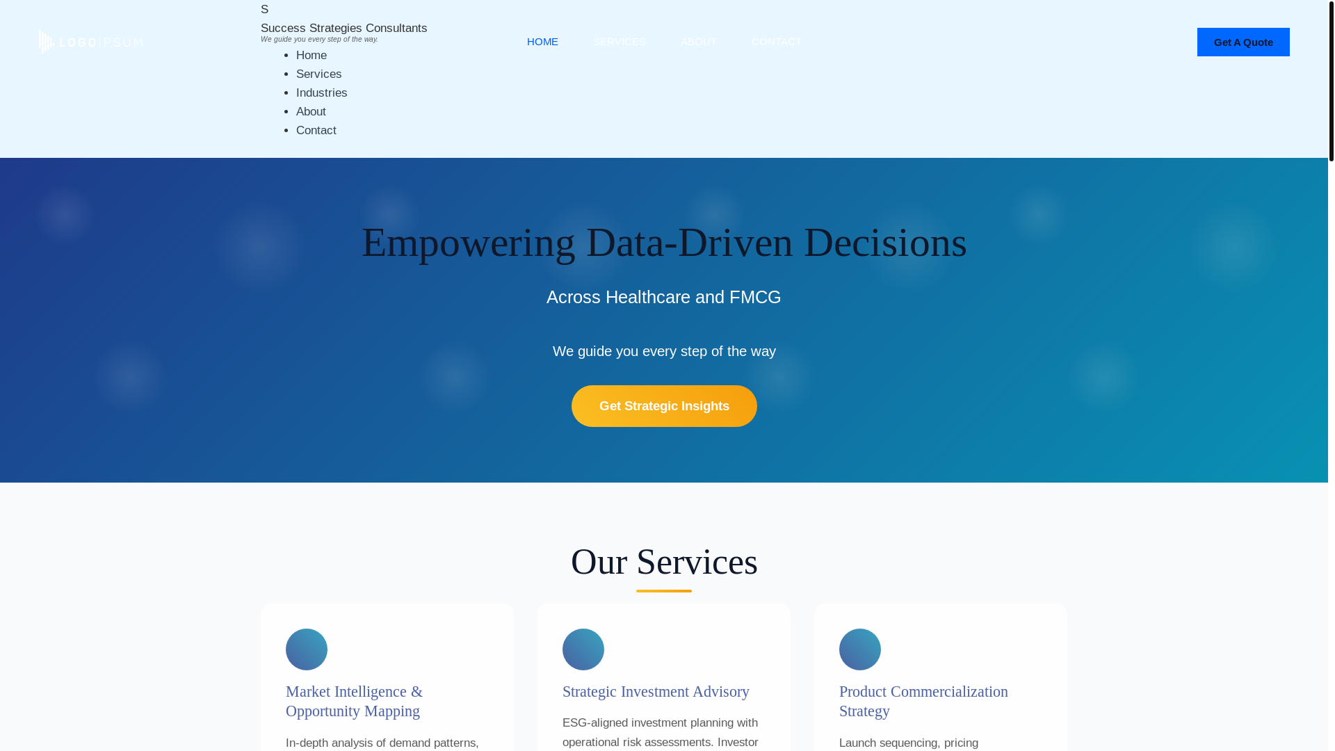 website screenshot of https://successstrategiescons.com/