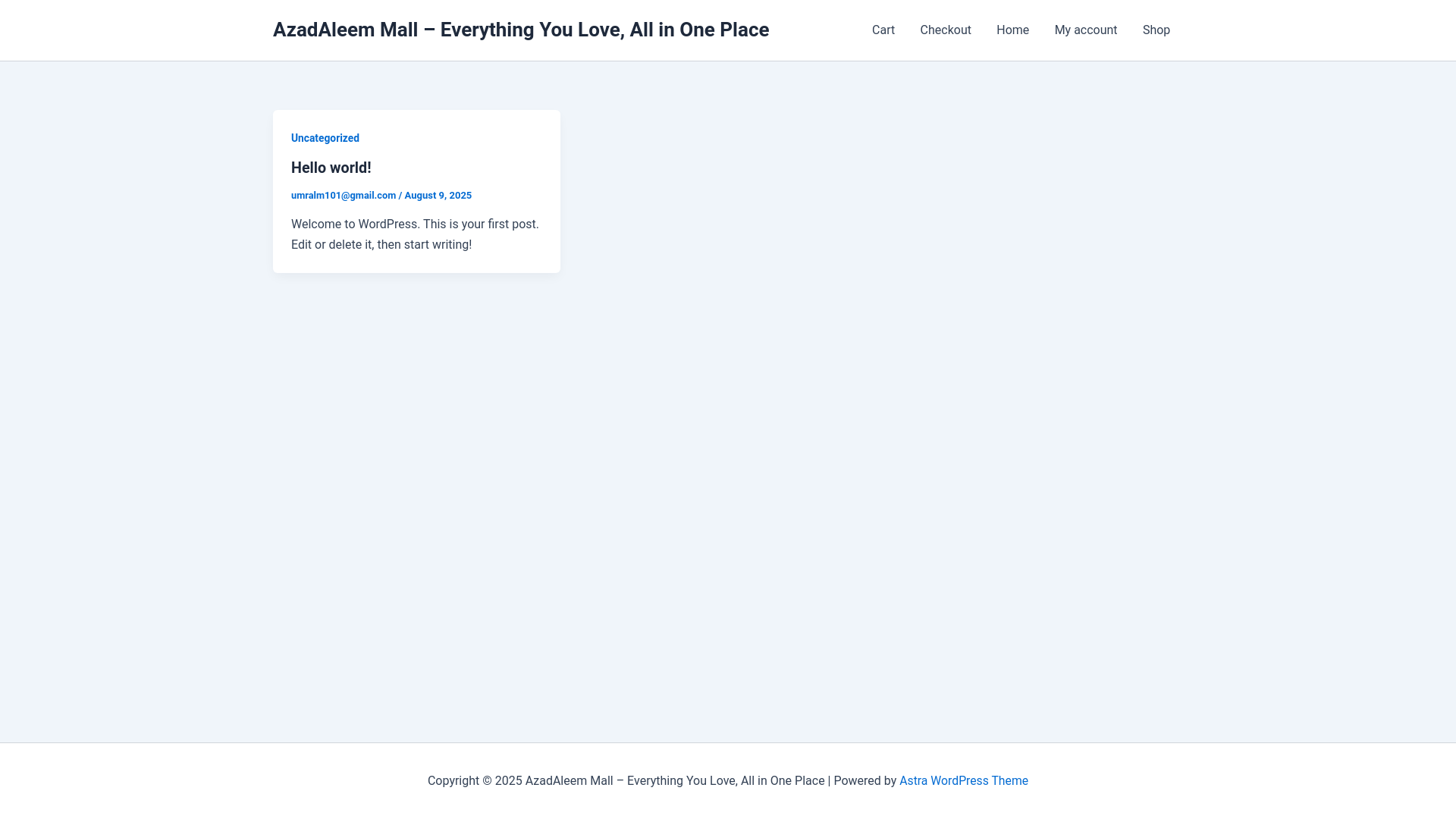 website screenshot of https://azadaleem.shop/