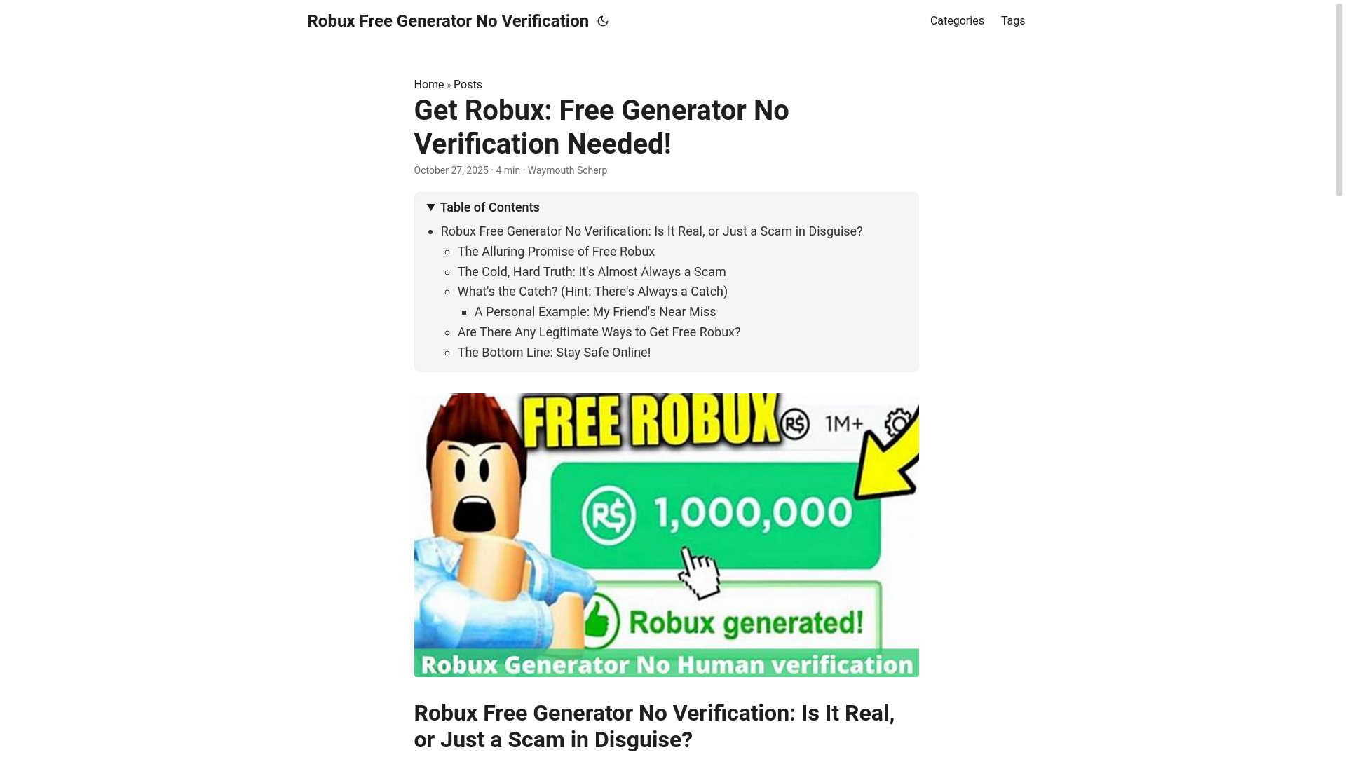 website screenshot of https://robux-free-generator-no-verification.pages.dev/