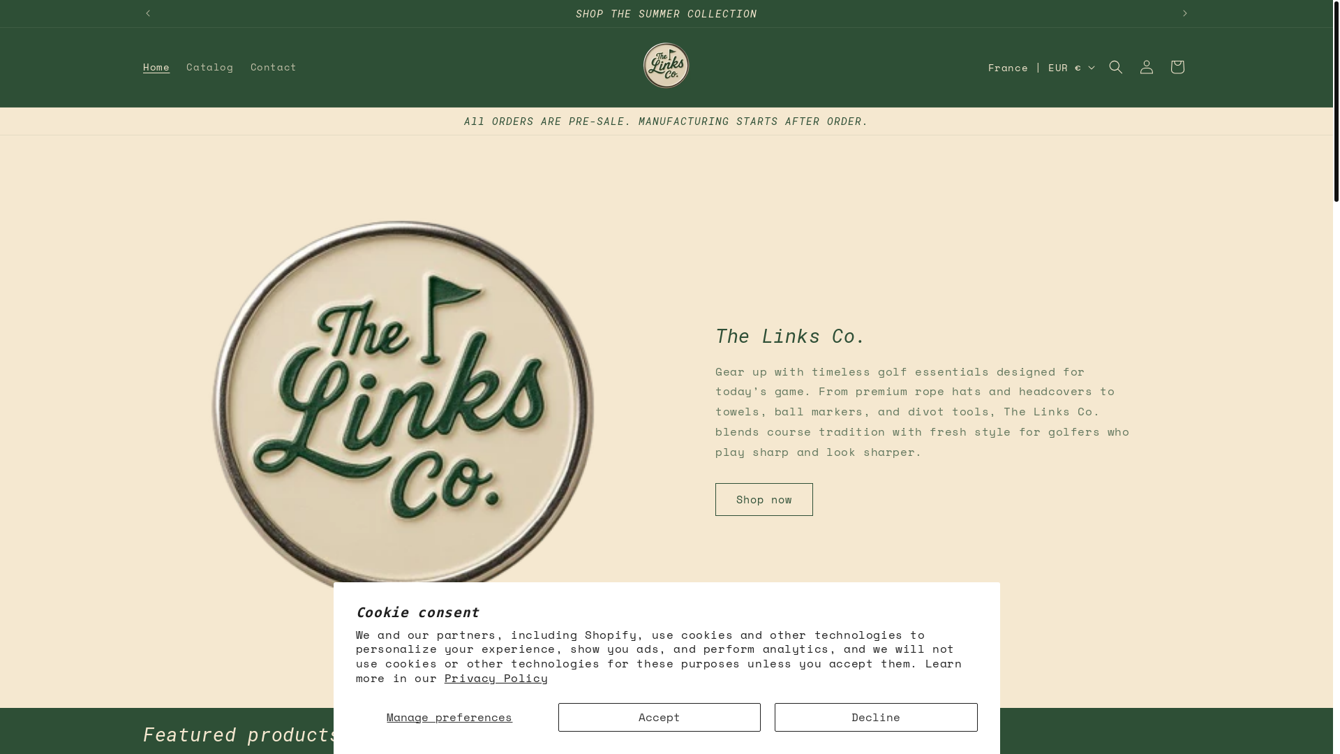 website screenshot of https://thelinksco.store/